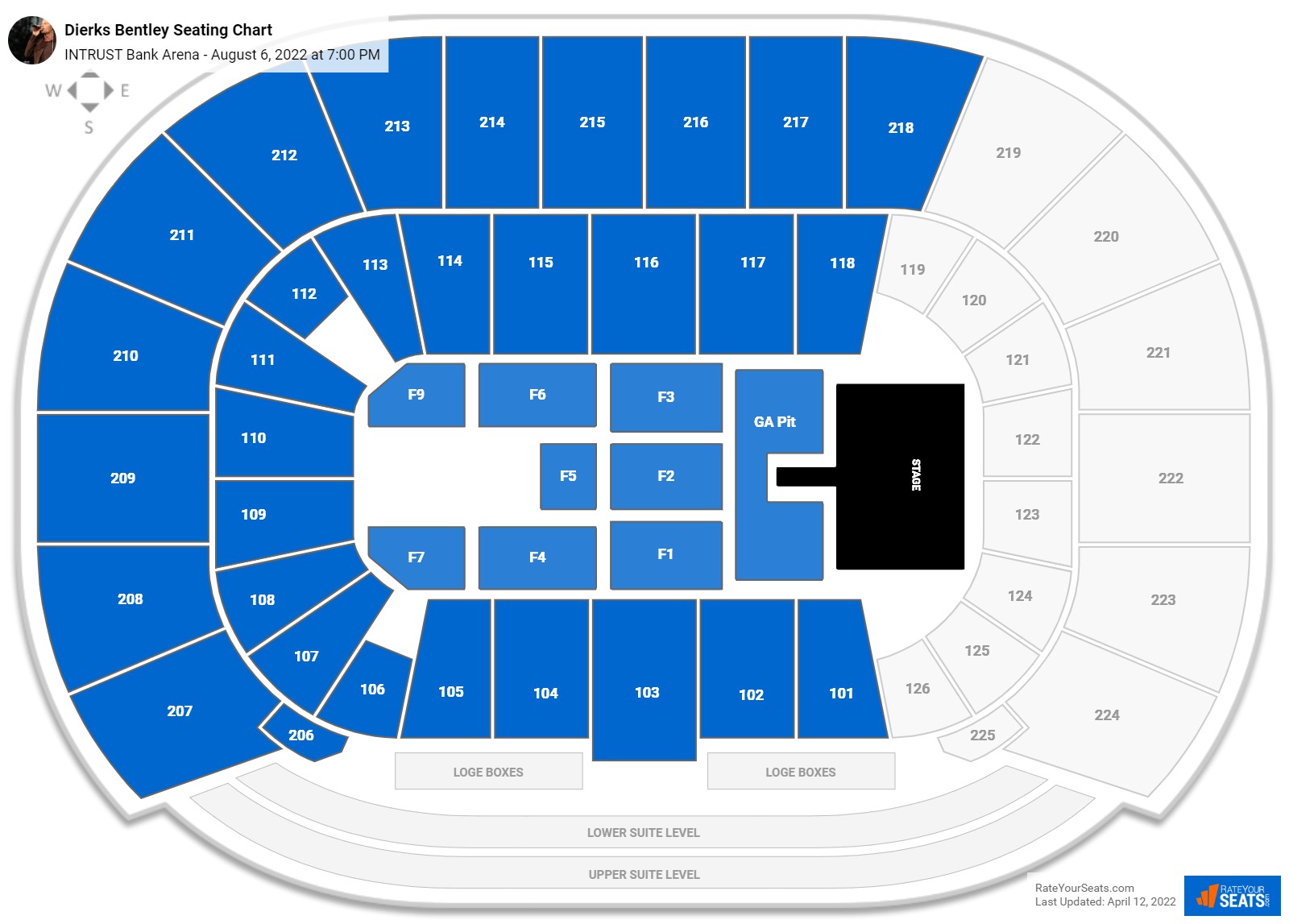 Dierks Bentley seating chart INTRUST Bank Arena