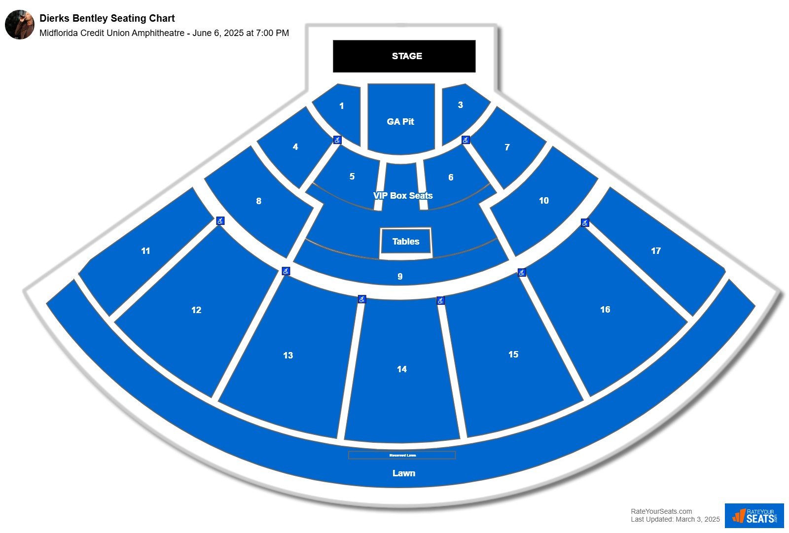 Dierks Bentley seating chart Midflorida Credit Union Amphitheatre