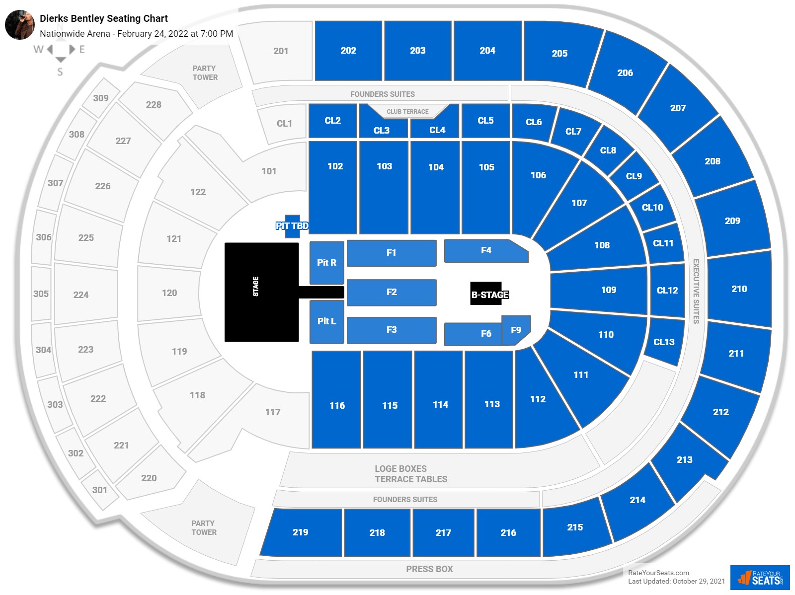 Dierks Bentley seating chart Nationwide Arena