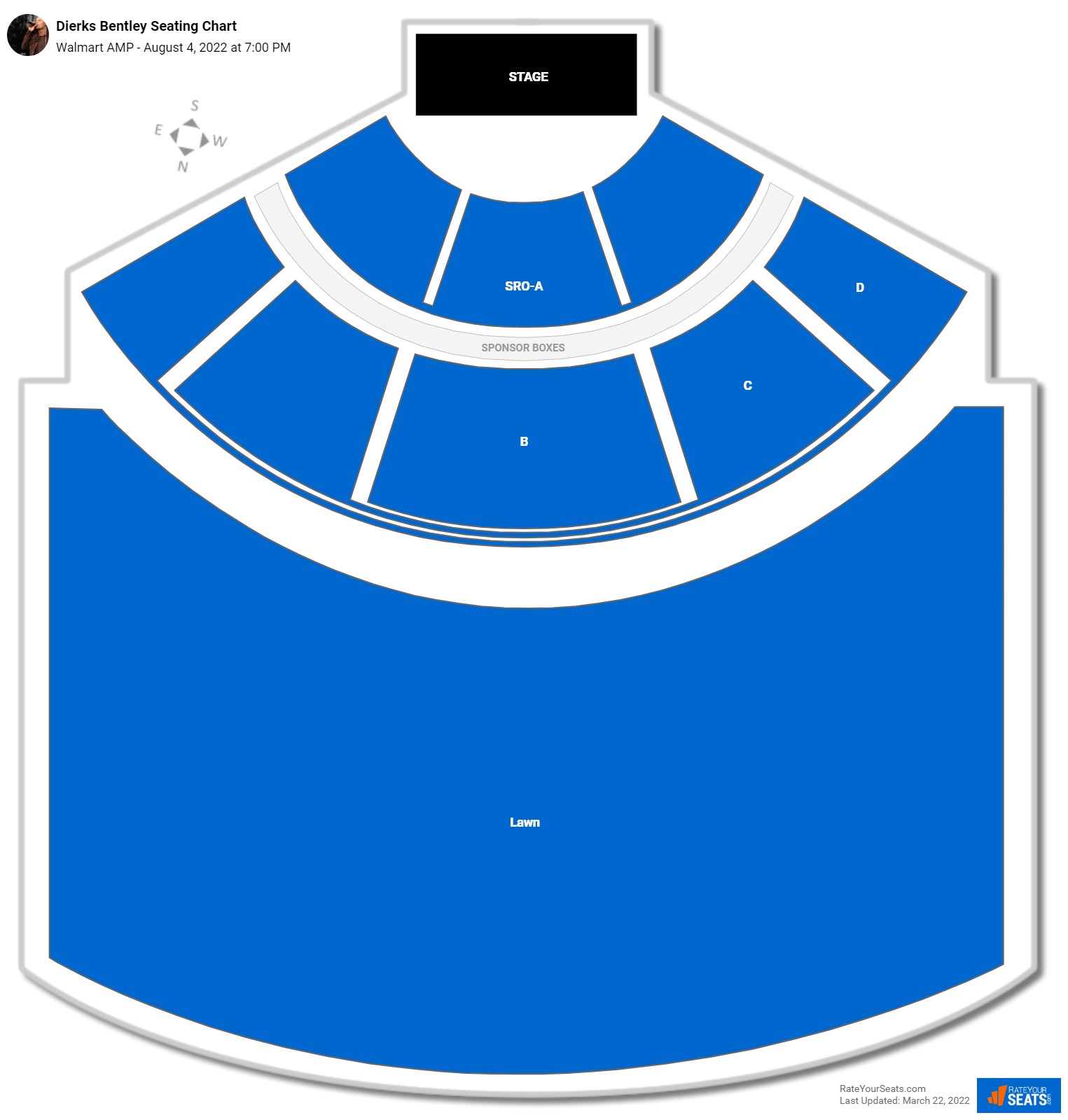 Dierks Bentley seating chart Walmart AMP