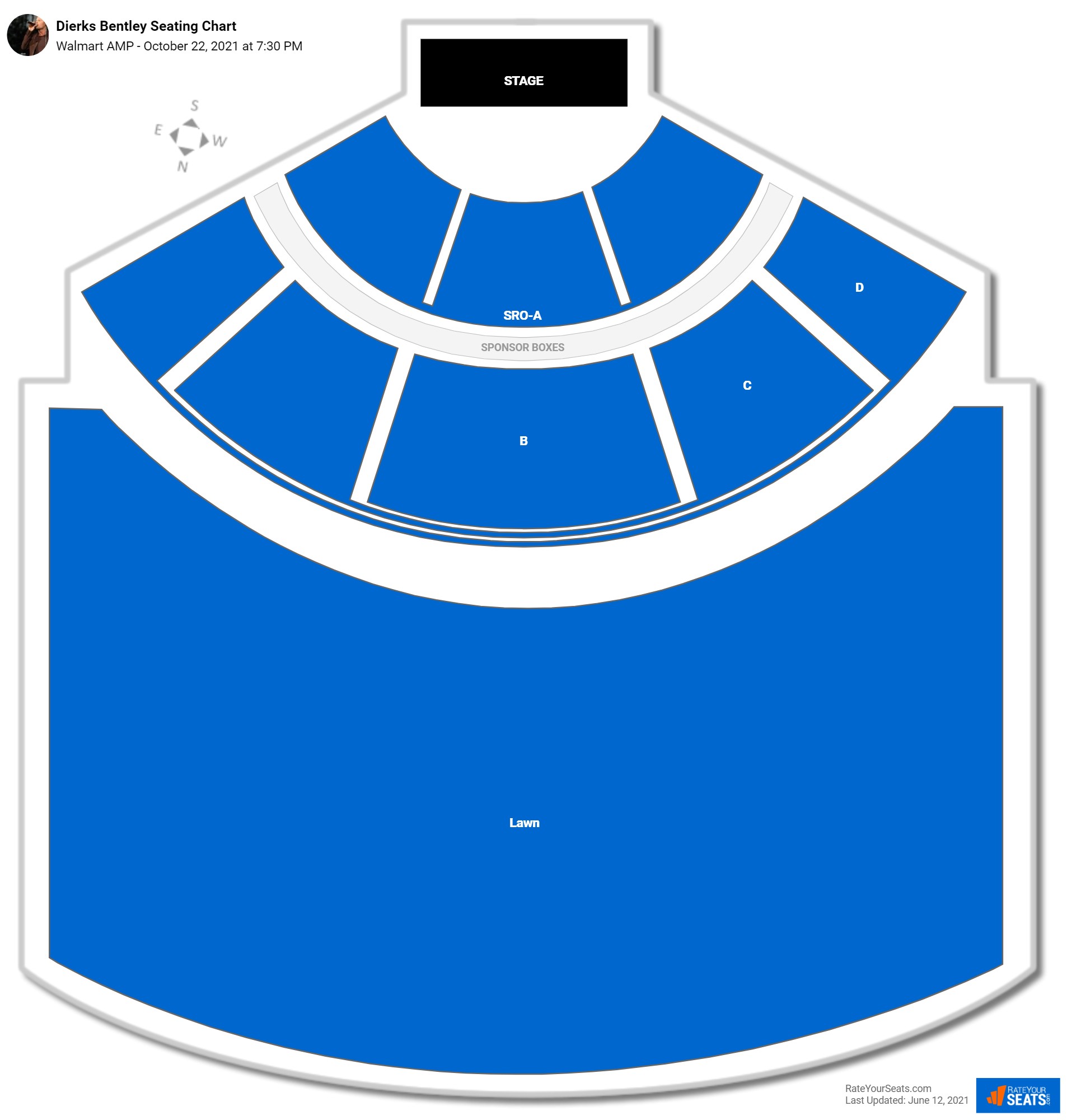 Dierks Bentley seating chart Walmart AMP