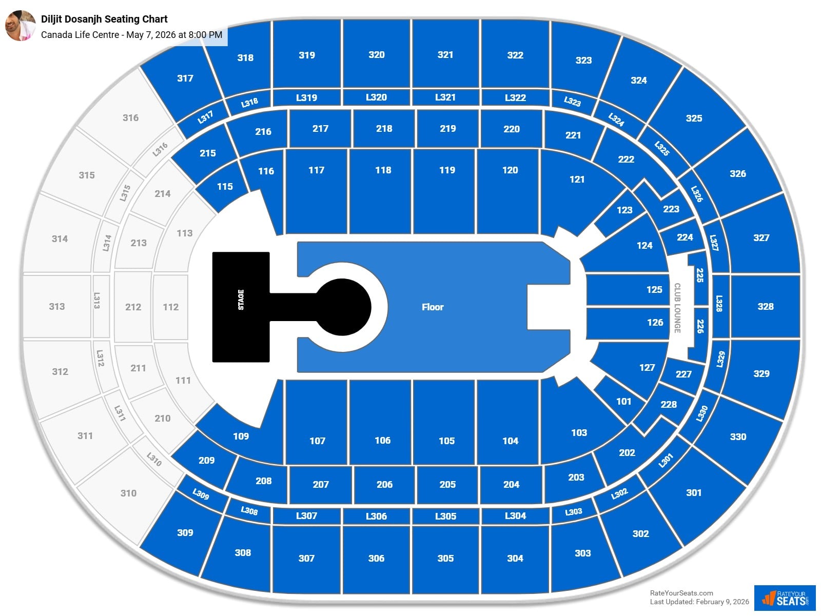 Diljit Dosanjh seating chart Canada Life Centre