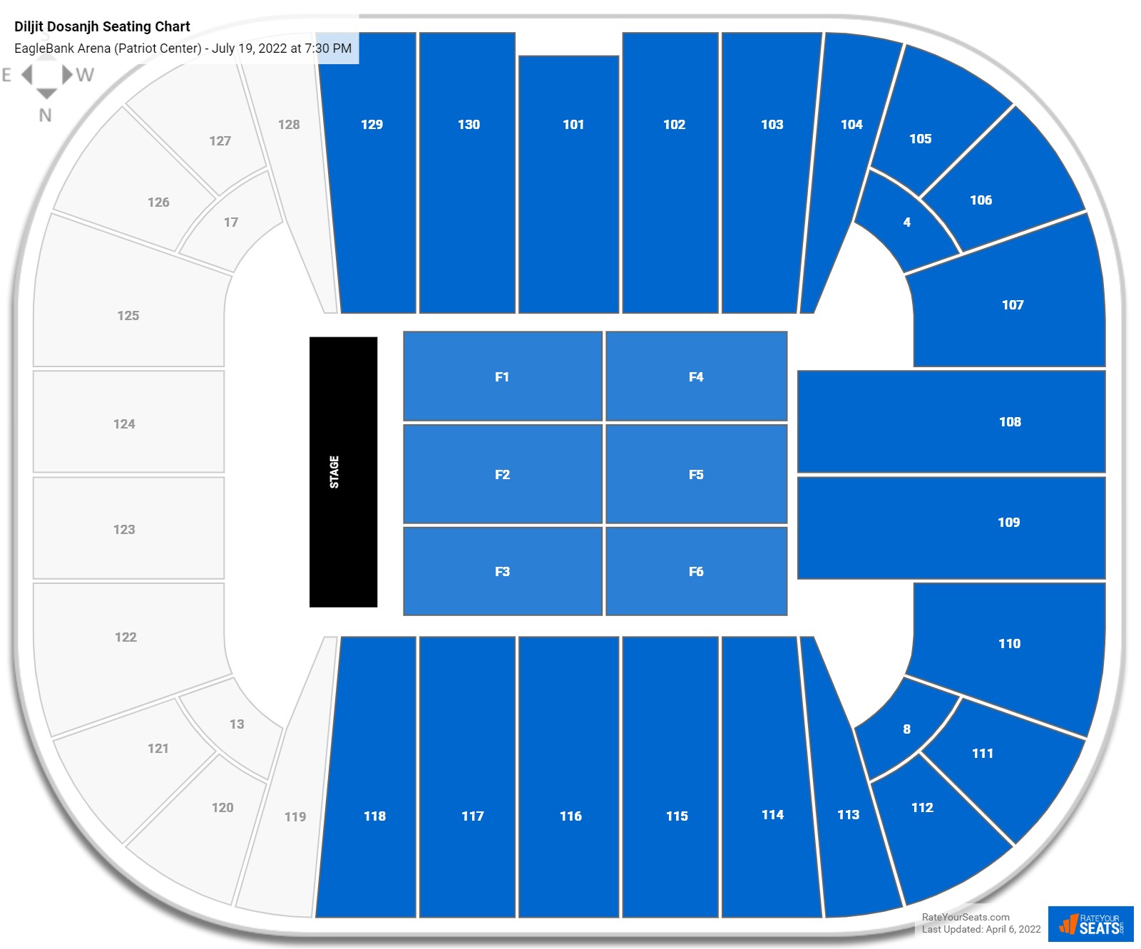 Diljit Dosanjh seating chart EagleBank Arena (Patriot Center)