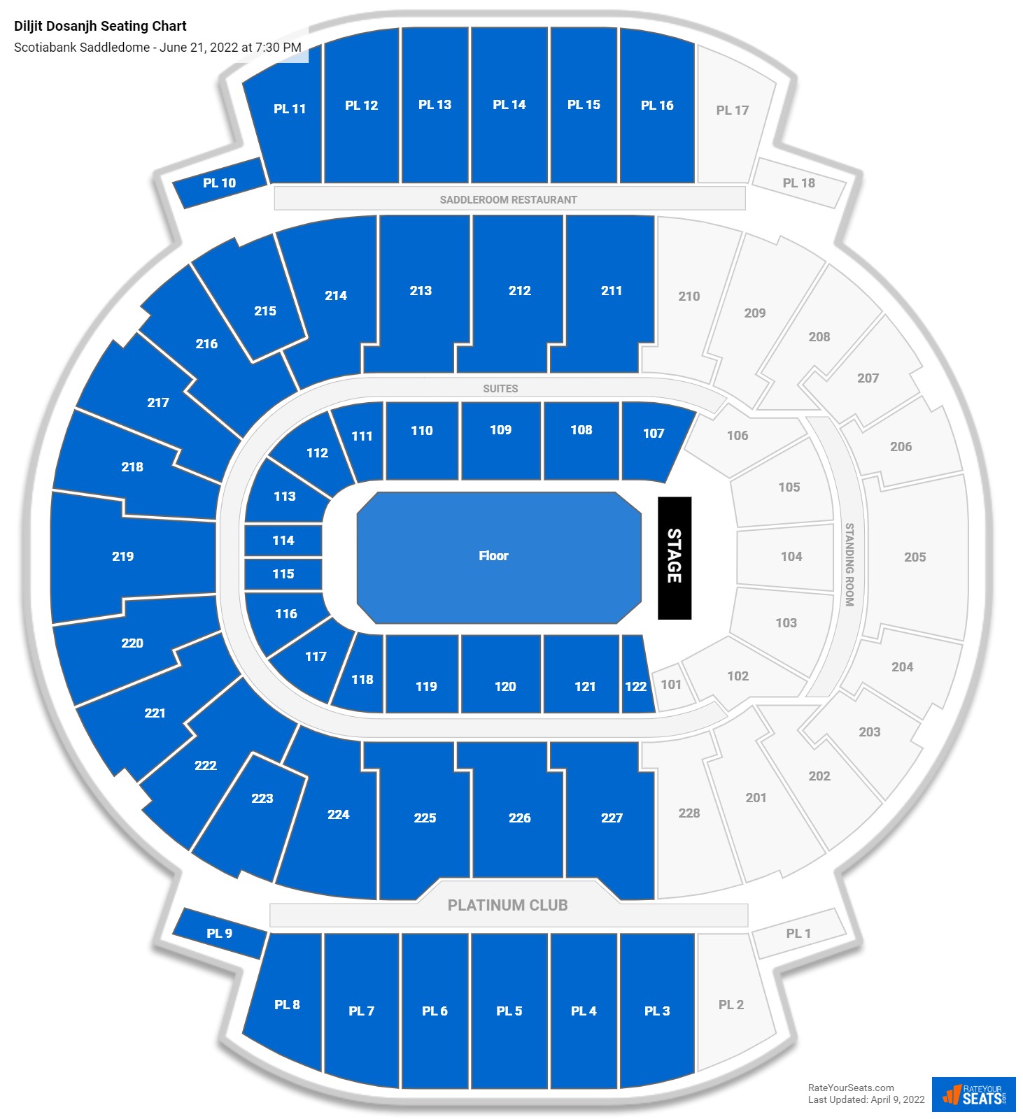 Diljit Dosanjh seating chart Scotiabank Saddledome