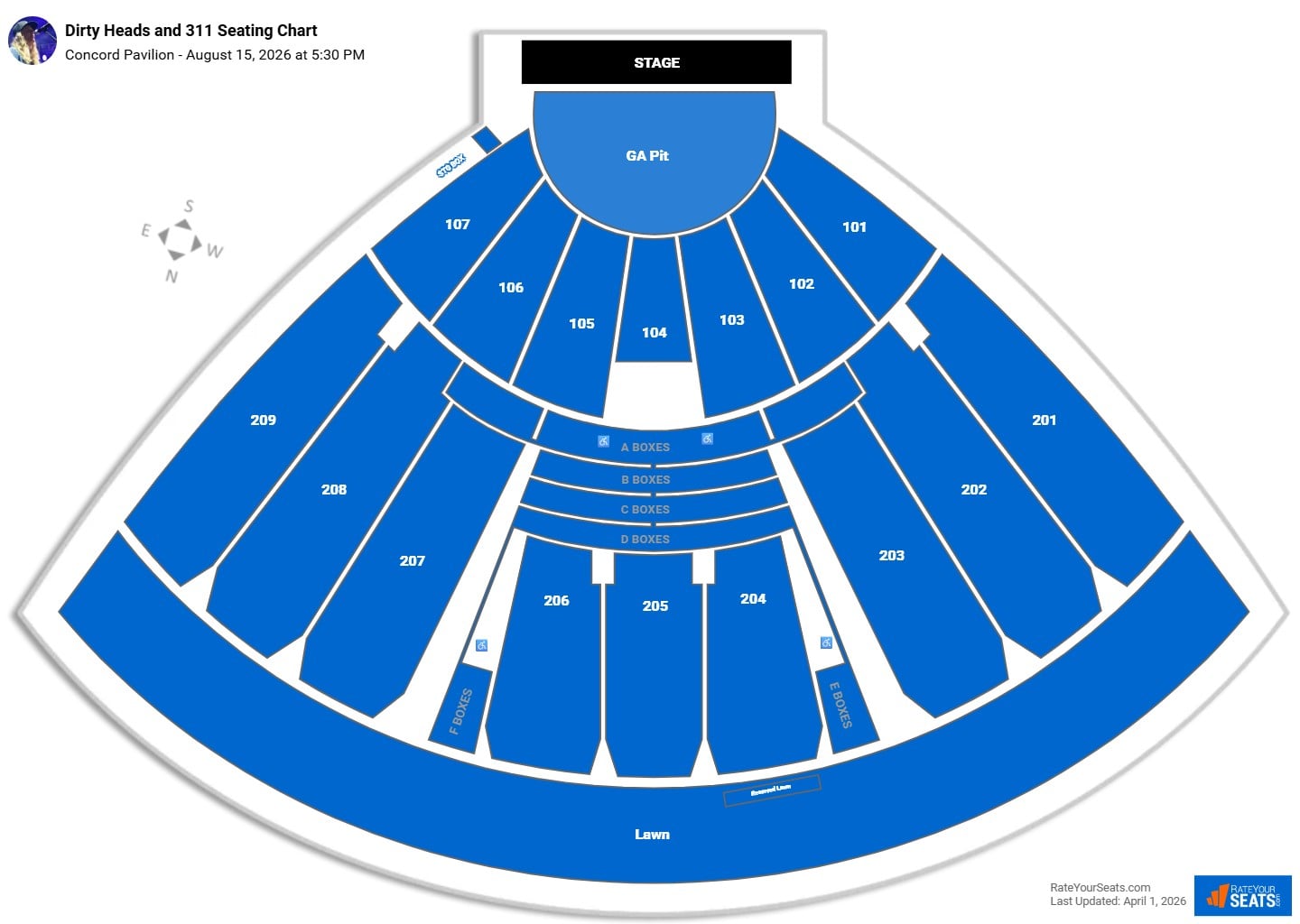 Dirty Heads and 311 seating chart Concord Pavilion
