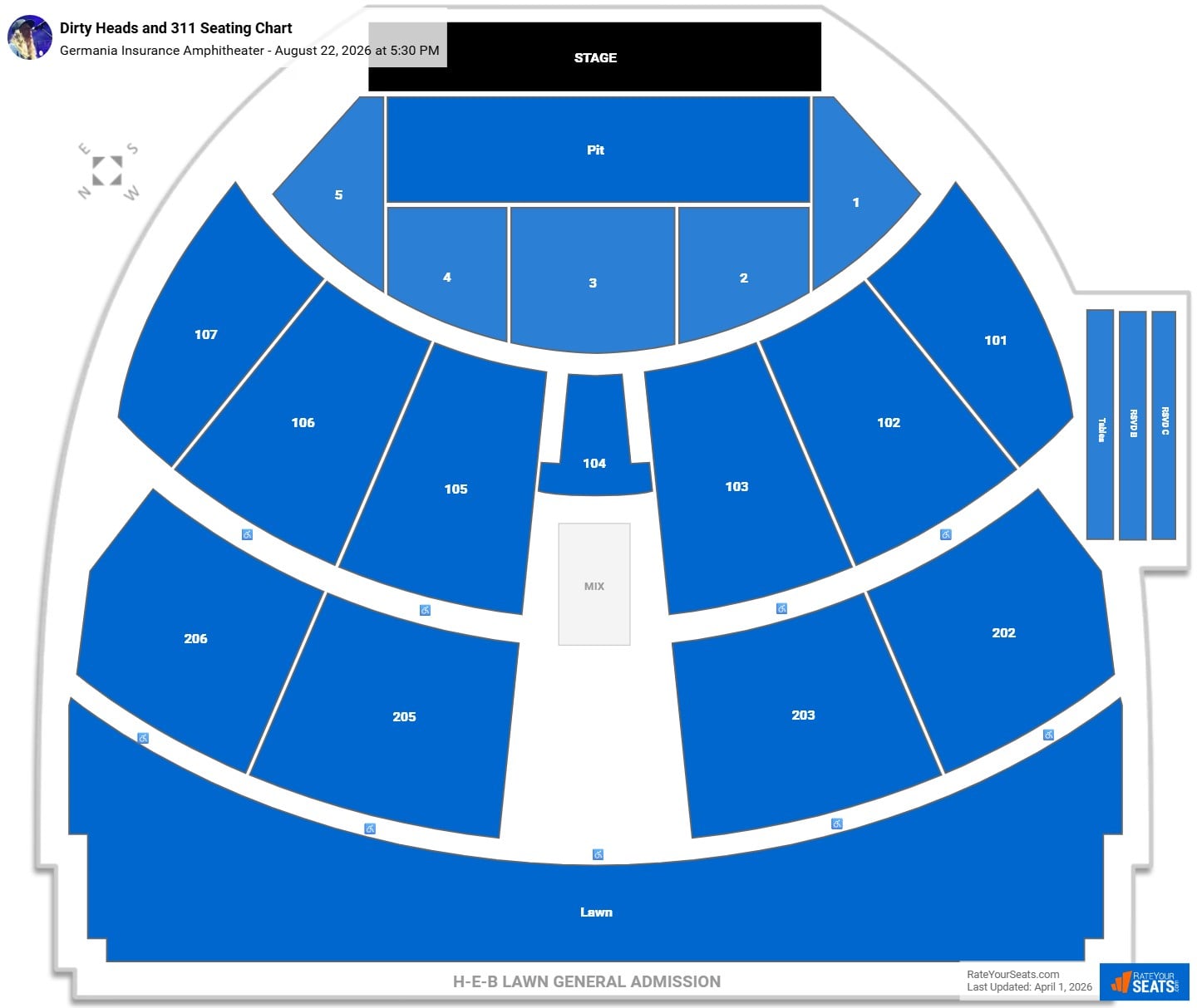 Dirty Heads and 311 seating chart Germania Insurance Amphitheater