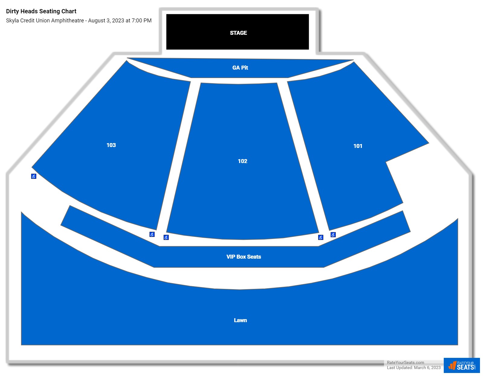 Dirty Heads seating chart Skyla Credit Union Amphitheatre