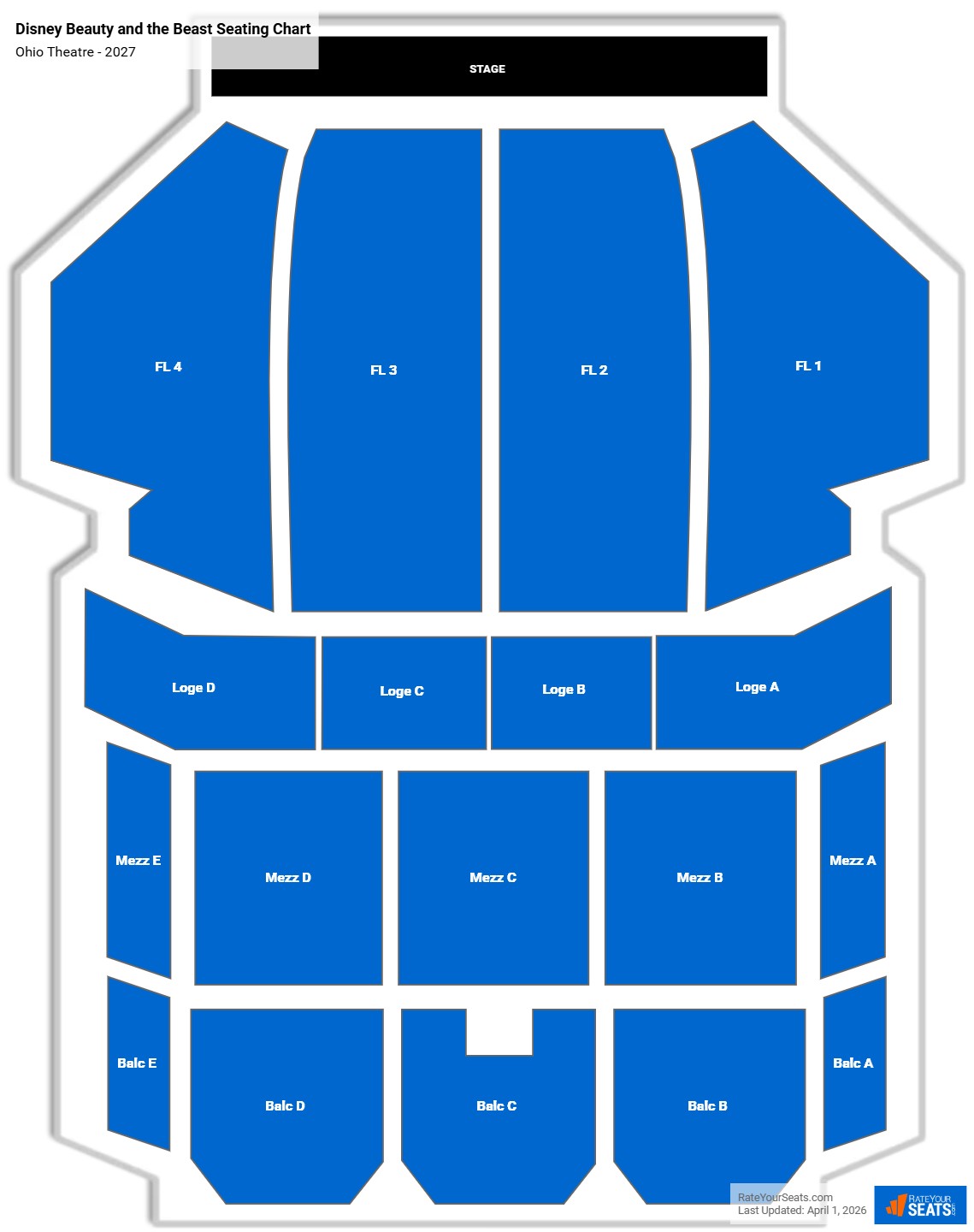 Disney Beauty and the Beast seating chart Ohio Theatre