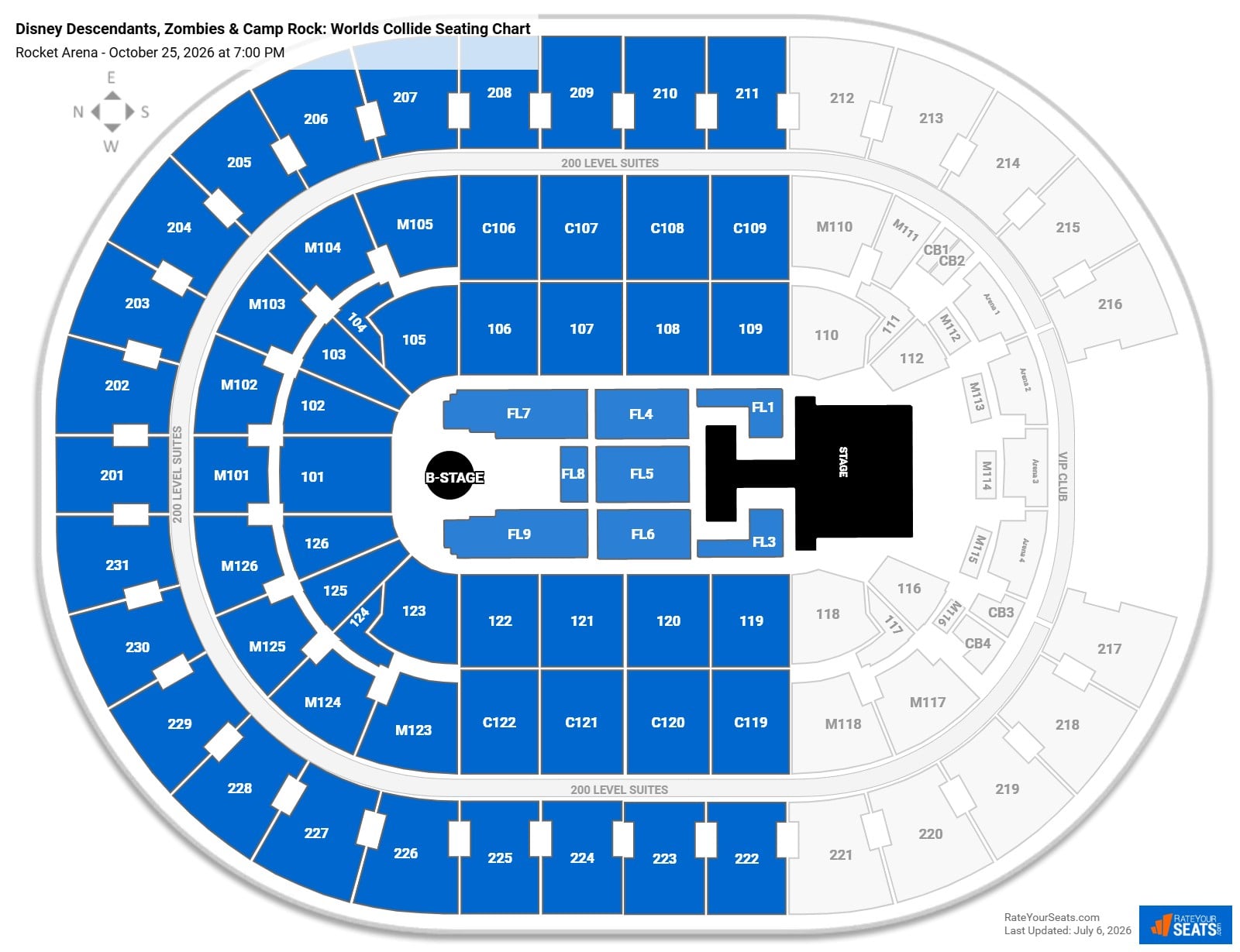 Disney Descendants, Zombies & Camp Rock: Worlds Collide Seating Chart at Rocket Arena