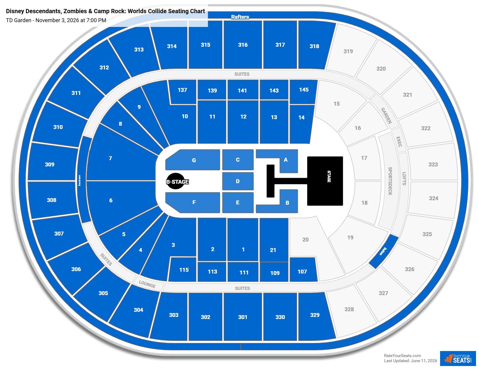 Disney Descendants, Zombies & Camp Rock: Worlds Collide Seating Chart at TD Garden