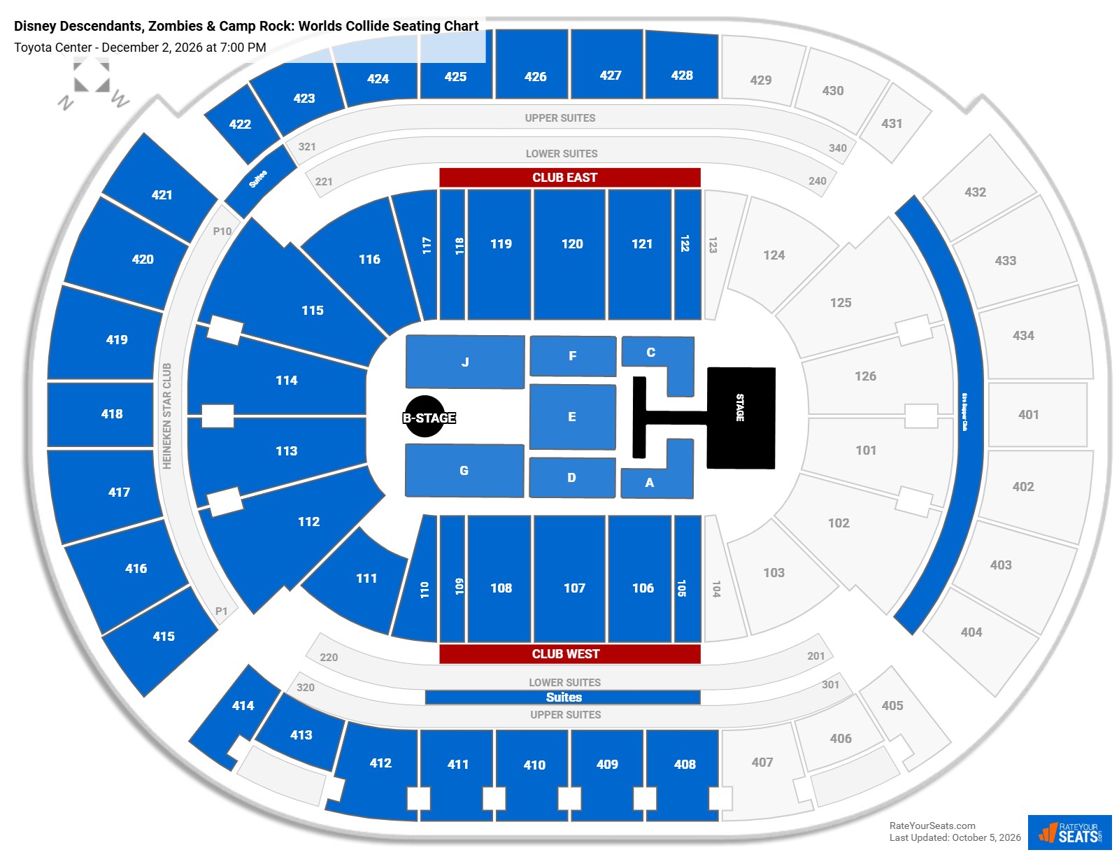 Disney Descendants, Zombies & Camp Rock: Worlds Collide Seating Chart at Toyota Center