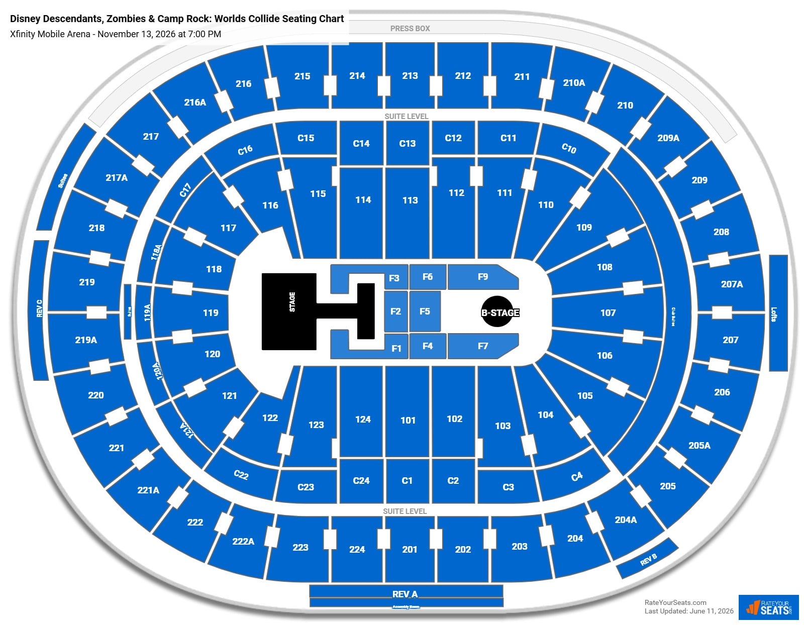 Disney Descendants, Zombies & Camp Rock: Worlds Collide Seating Chart at Xfinity Mobile Arena