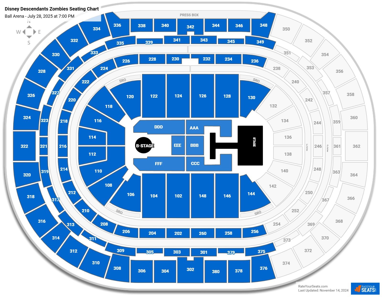 Disney Descendants Zombies seating chart Ball Arena