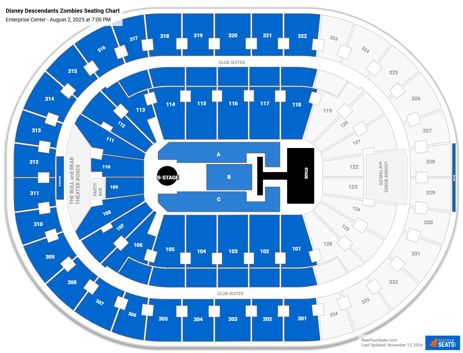 Disney Descendants Zombies seating chart Enterprise Center