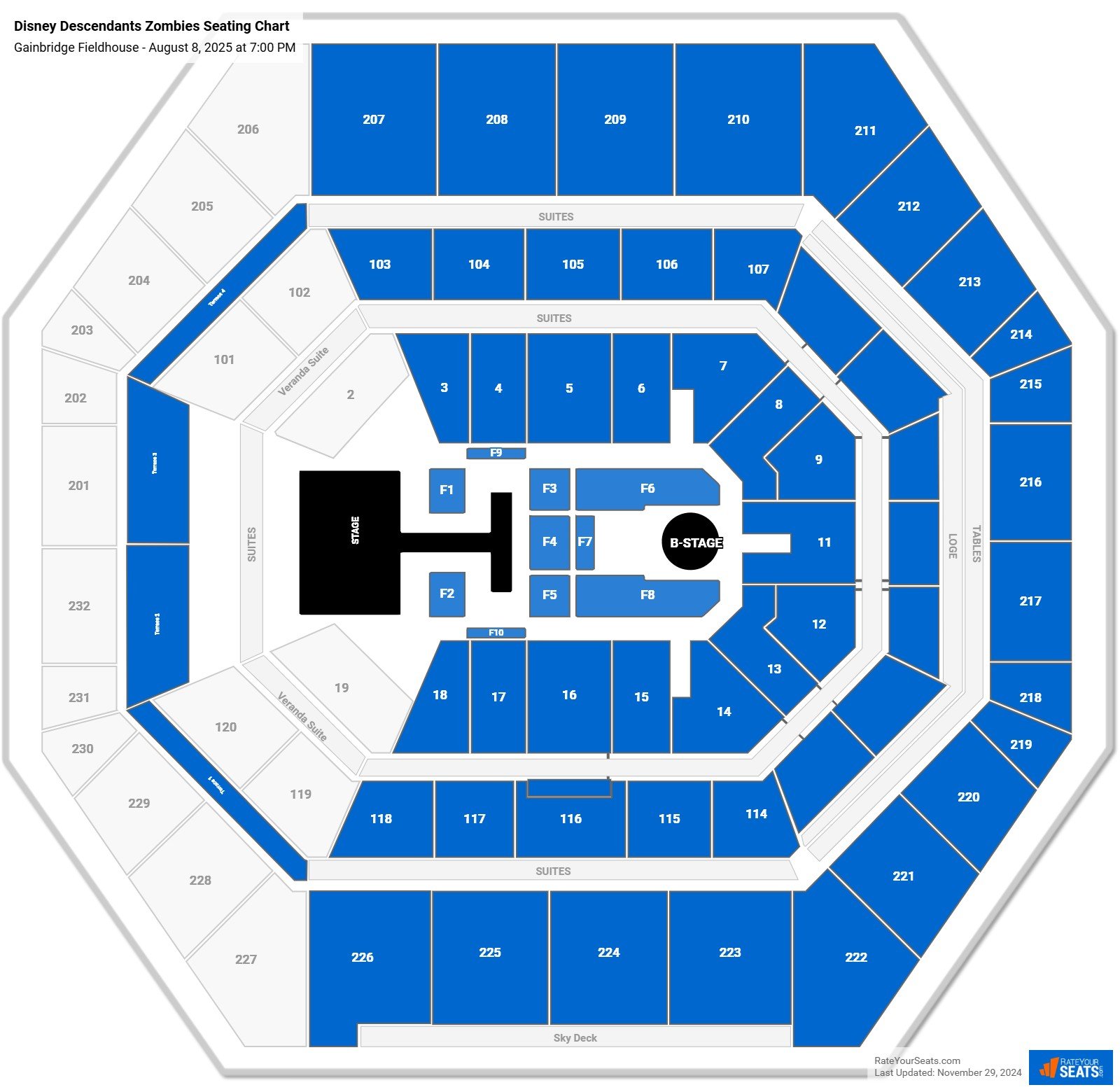 Disney Descendants Zombies seating chart Gainbridge Fieldhouse