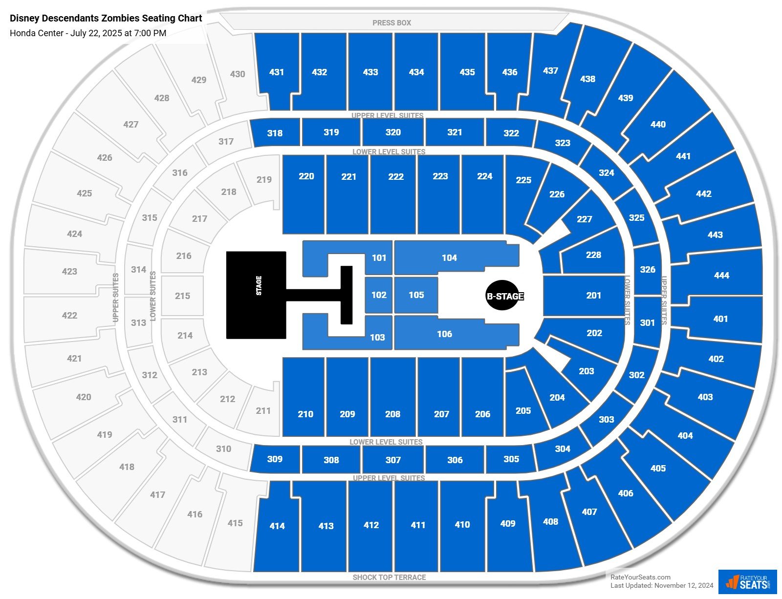 Disney Descendants Zombies seating chart Honda Center