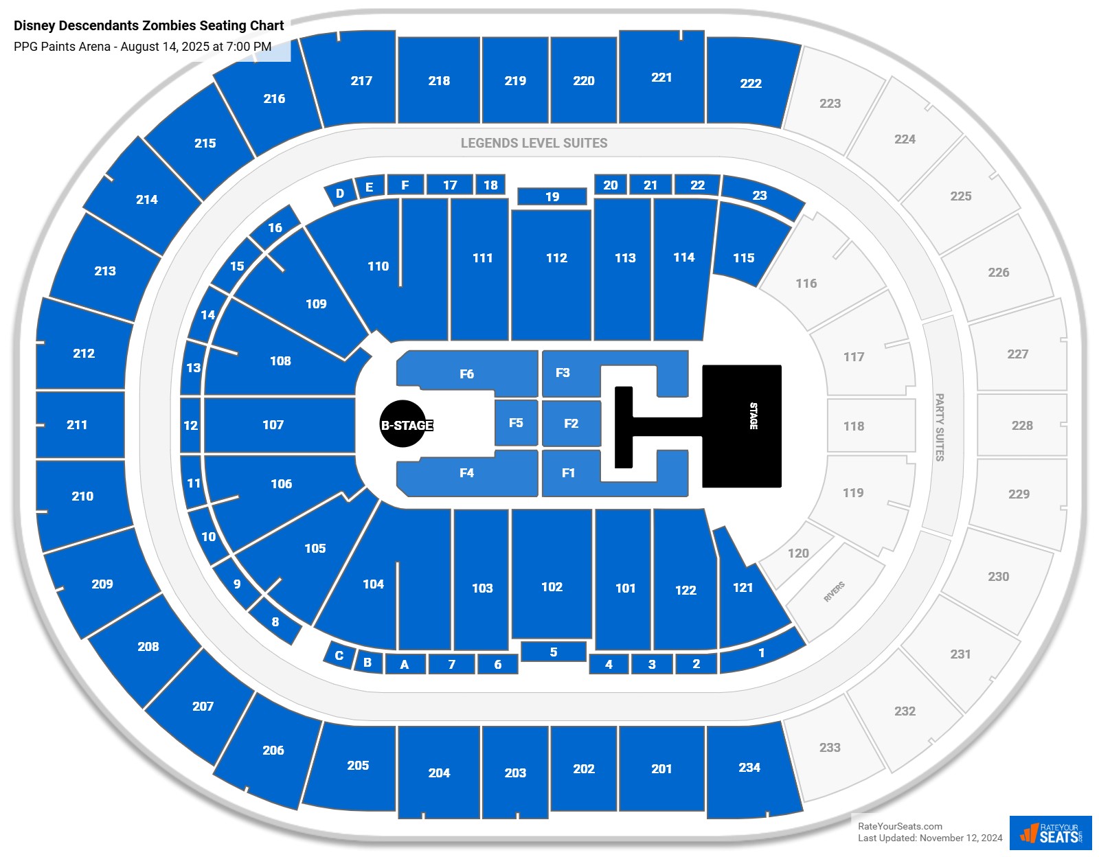 Disney Descendants Zombies seating chart PPG Paints Arena