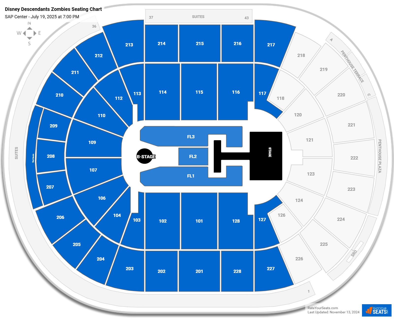 Disney Descendants Zombies seating chart SAP Center