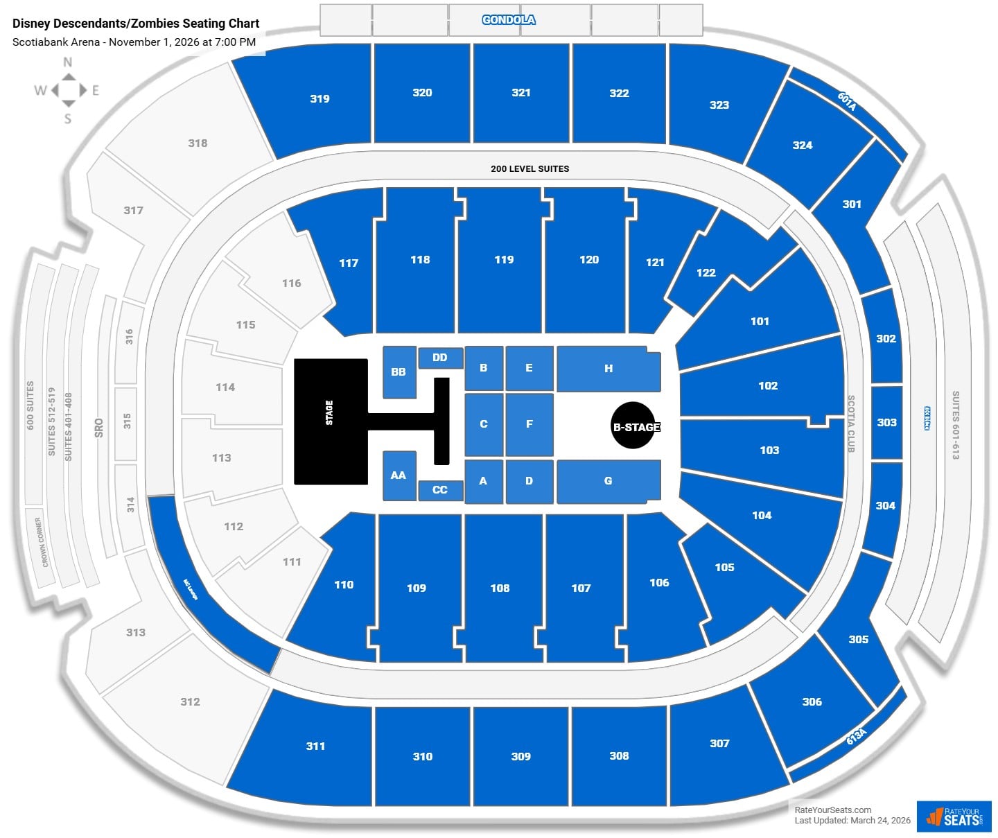 Disney Descendants/Zombies seating chart Scotiabank Arena