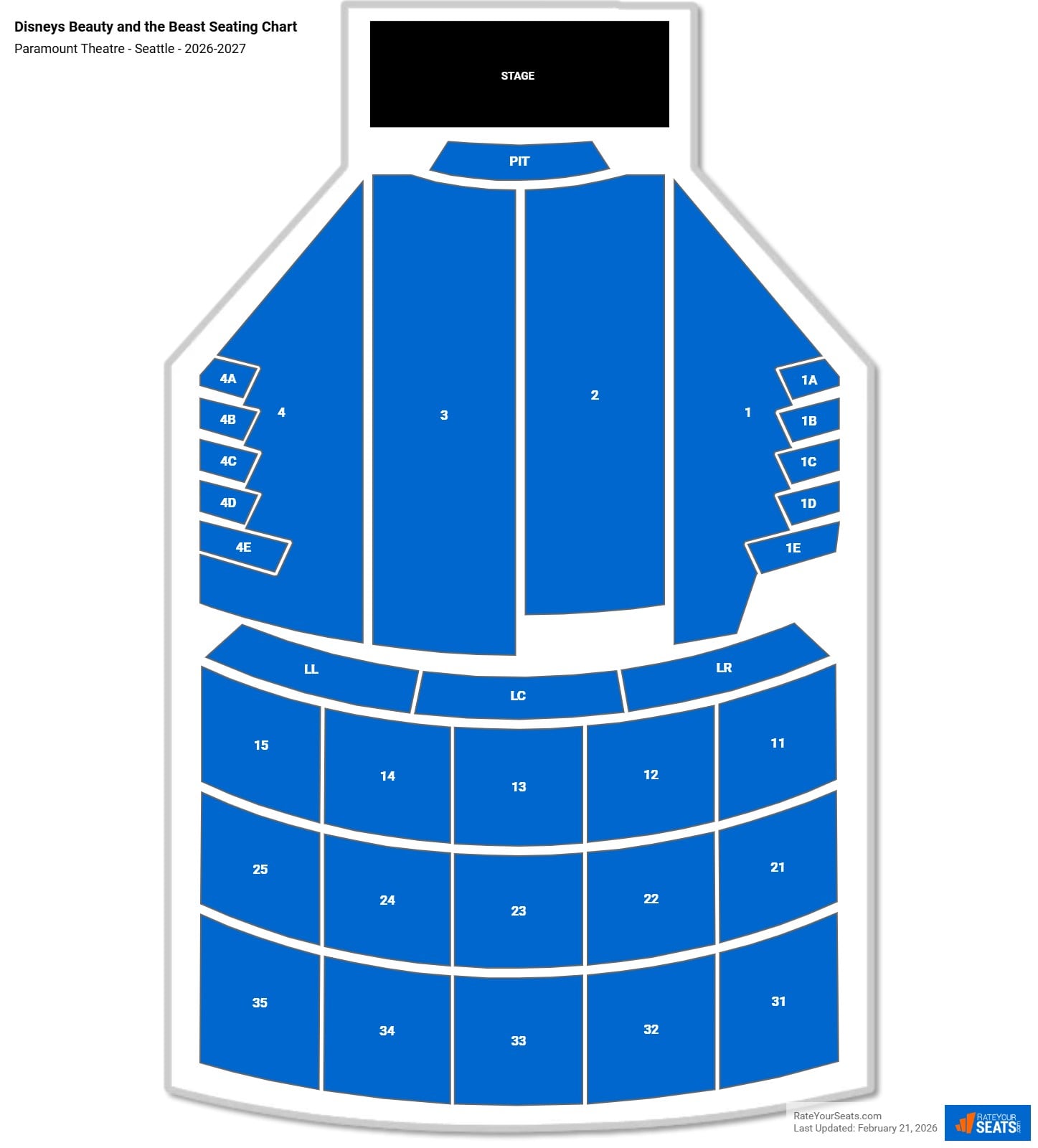 Disneys Beauty and the Beast seating chart Paramount Theatre - Seattle