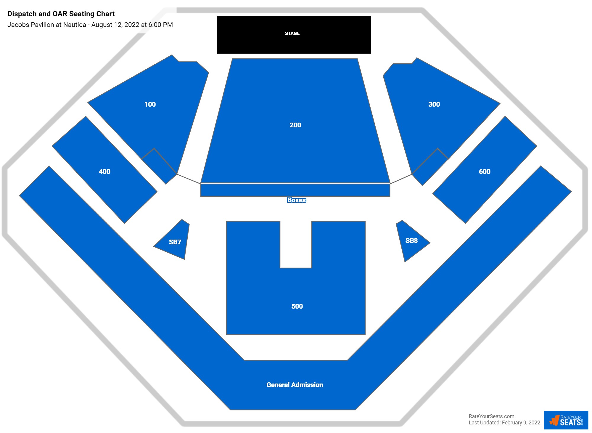 Dispatch and OAR seating chart Jacobs Pavilion at Nautica