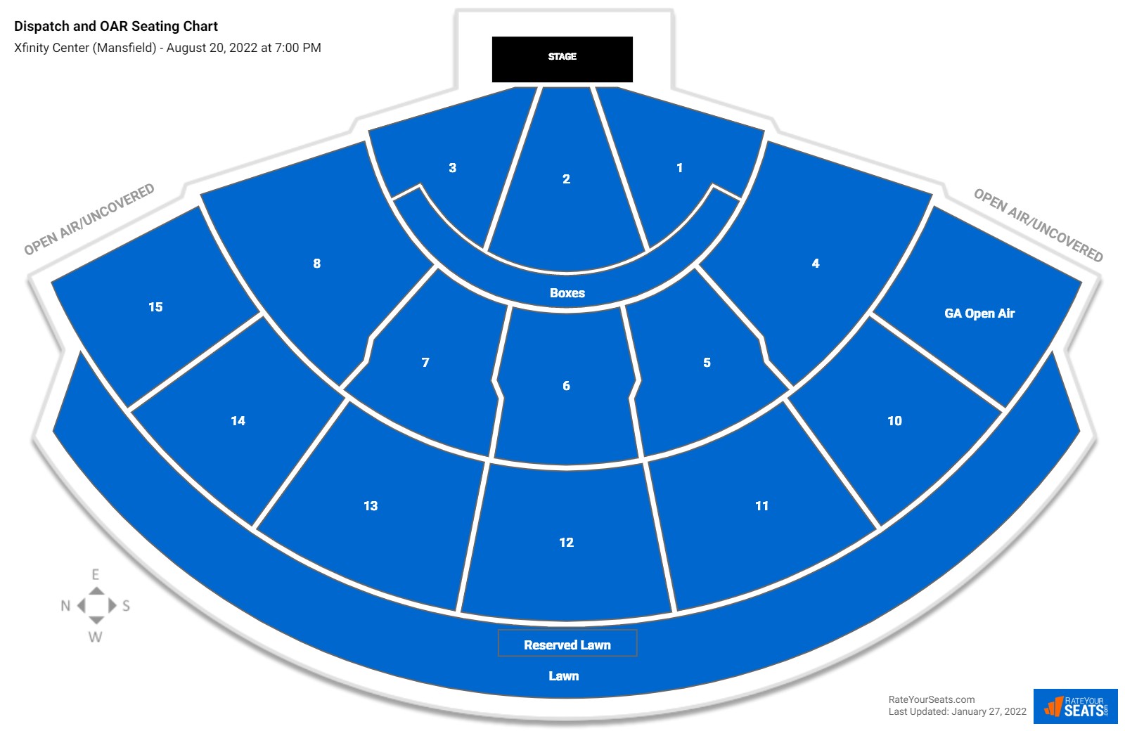 Dispatch and OAR seating chart Xfinity Center (Mansfield)