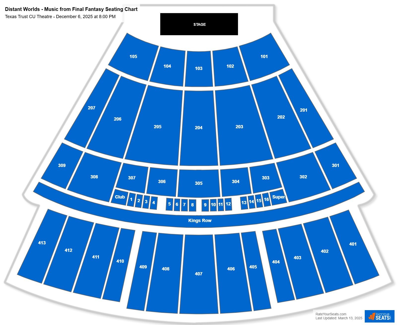 Distant Worlds - Music from Final Fantasy seating chart Texas Trust CU Theatre