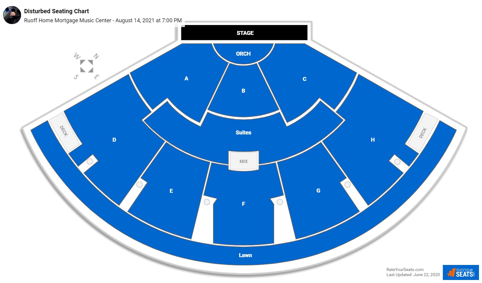 Disturbed seating chart Ruoff Home Mortgage Music Center