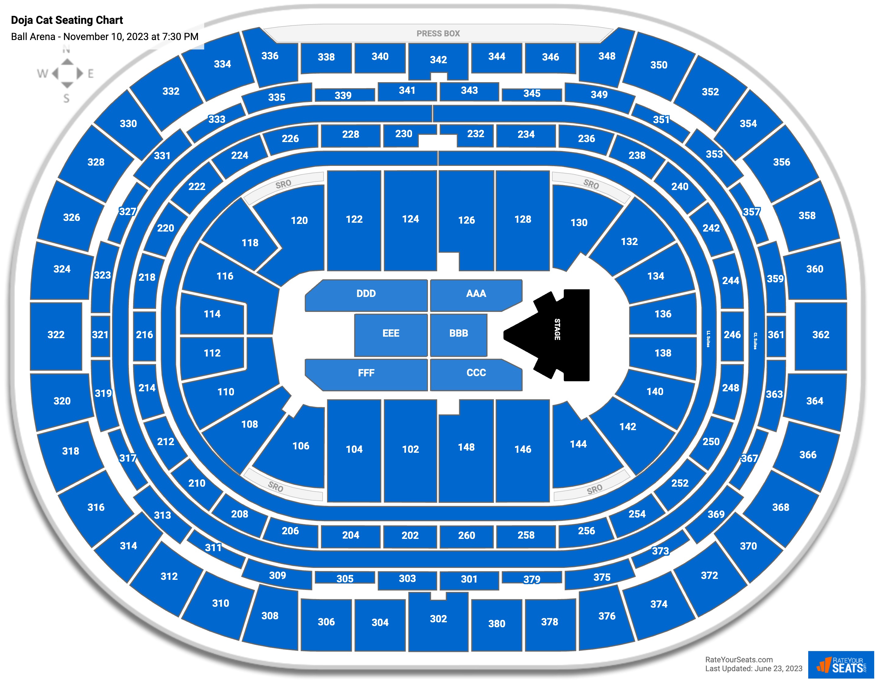 Doja Cat seating chart Ball Arena
