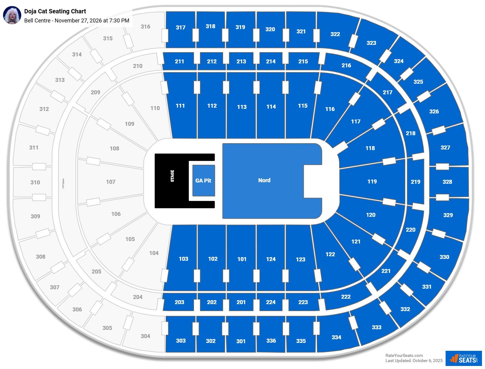 Doja Cat seating chart Bell Centre