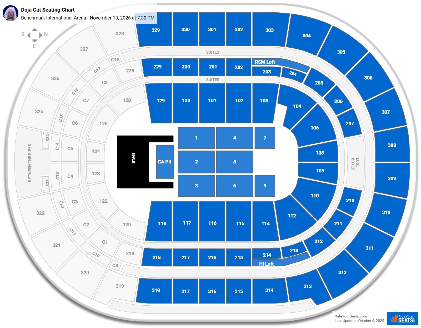 Doja Cat seating chart Benchmark International Arena