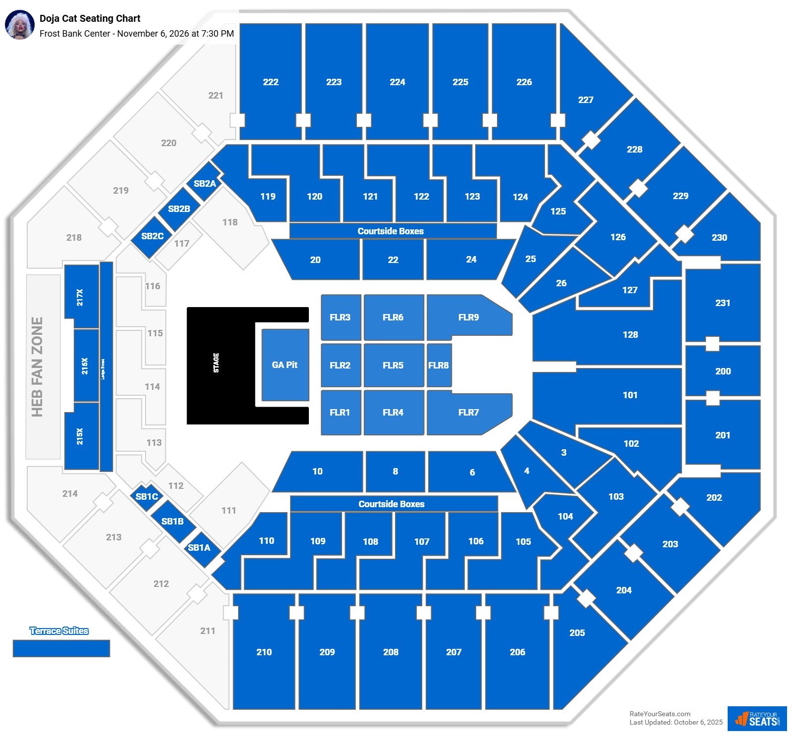 Doja Cat seating chart Frost Bank Center