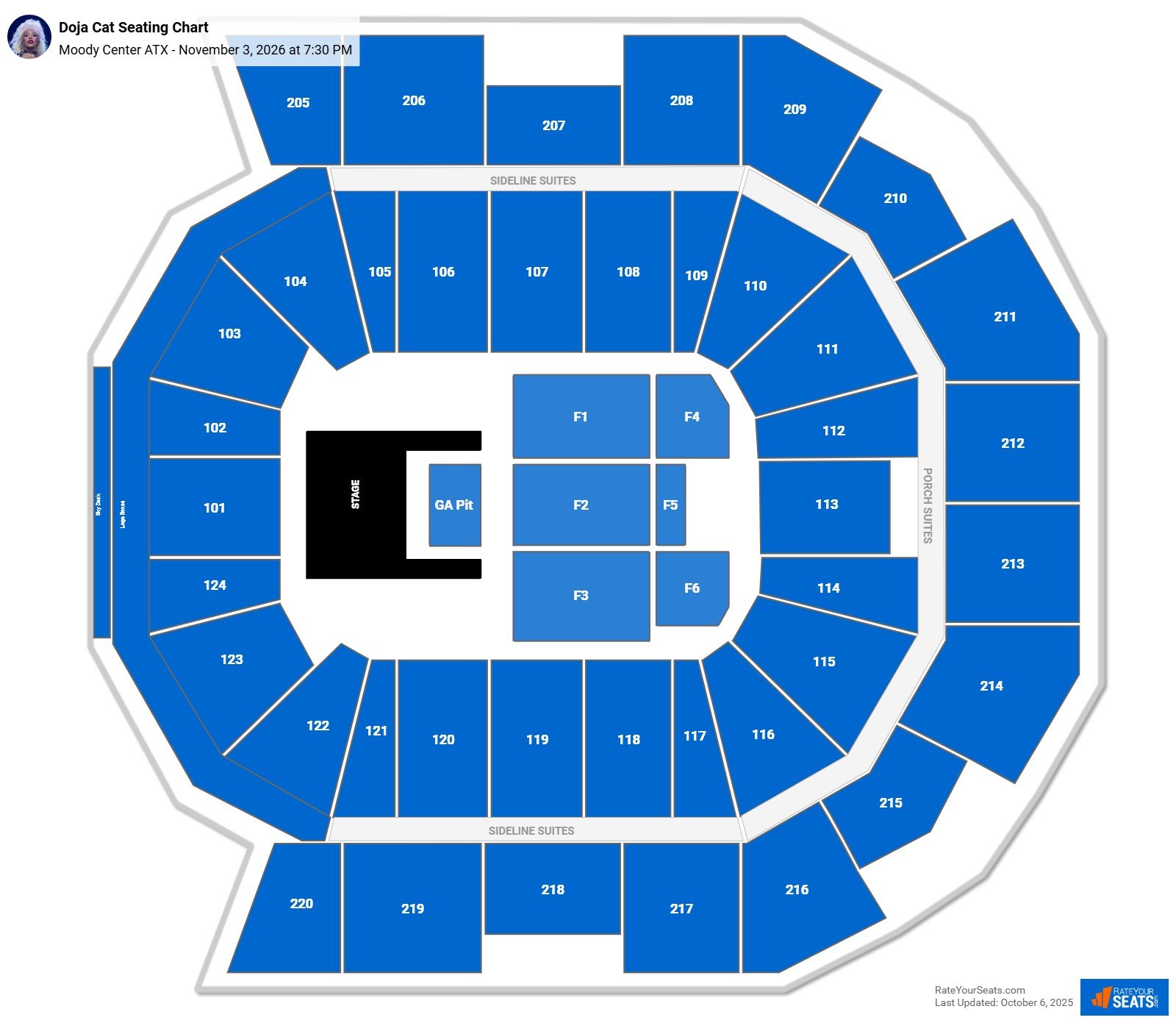 Doja Cat seating chart Moody Center ATX