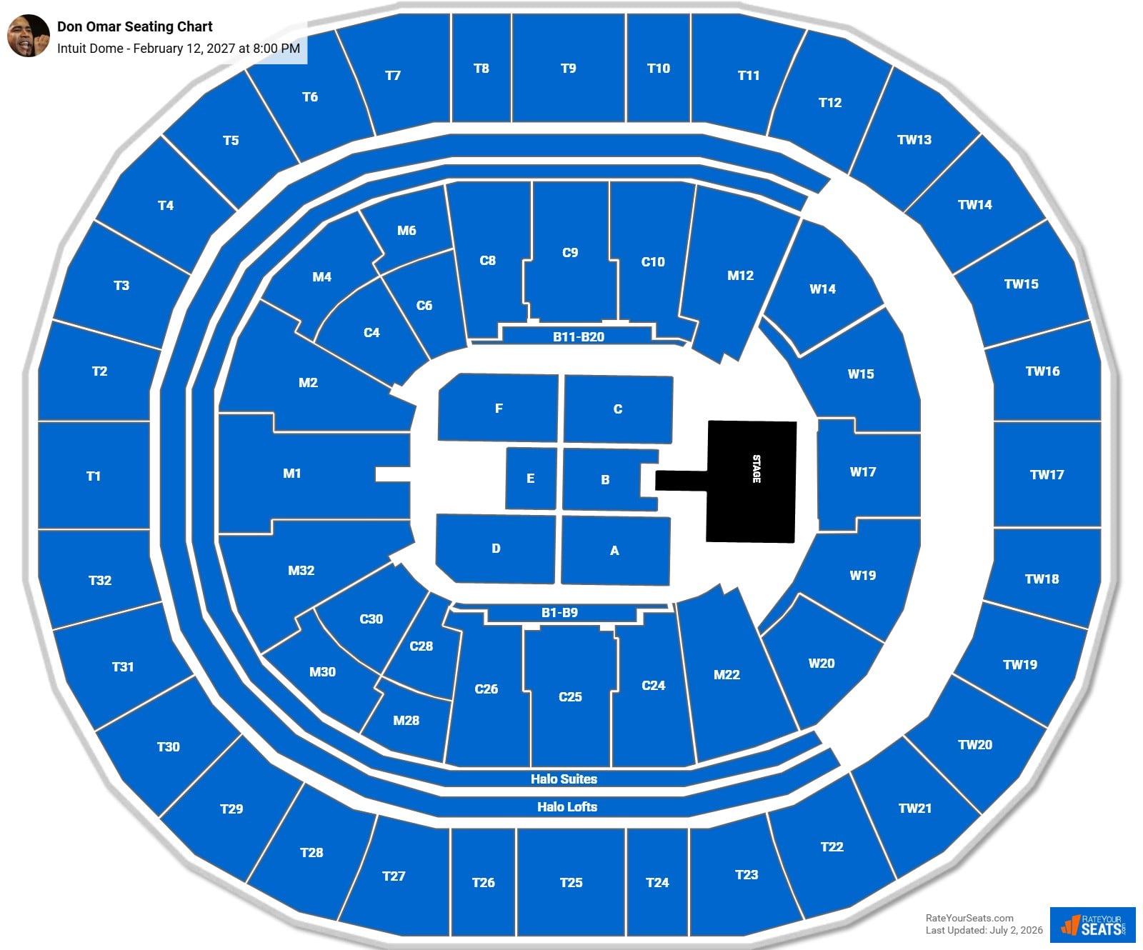 Don Omar Seating Chart at Intuit Dome