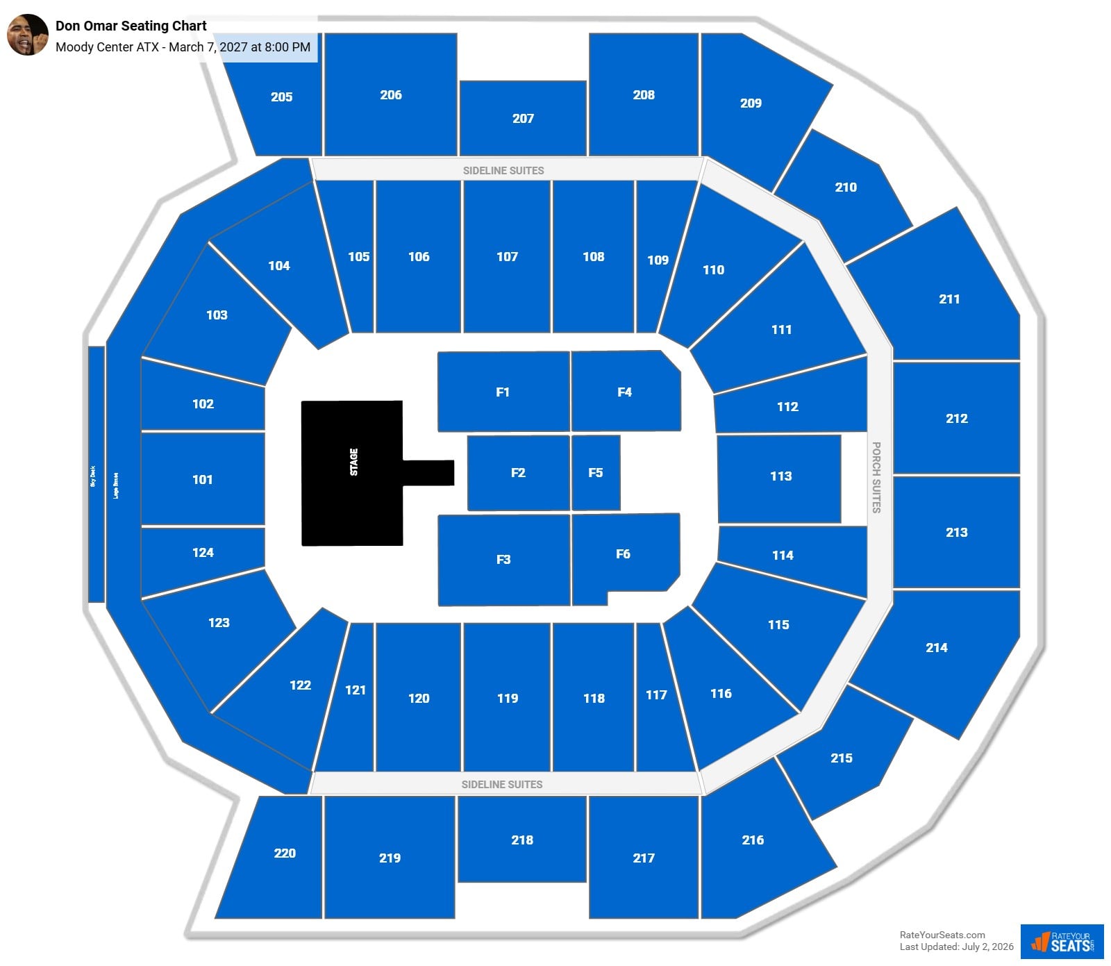 Don Omar Seating Chart at Moody Center ATX