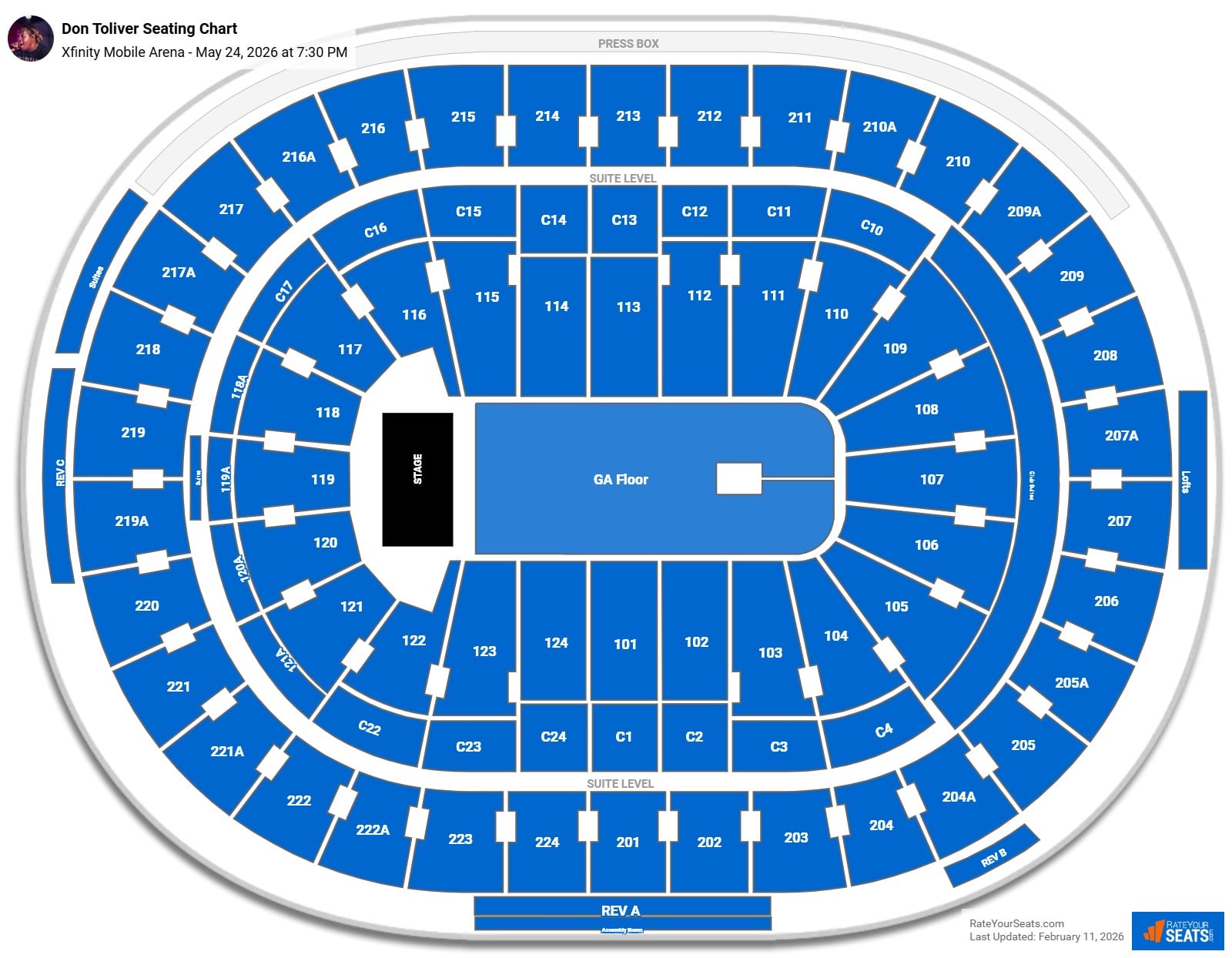 Don Toliver seating chart Xfinity Mobile Arena