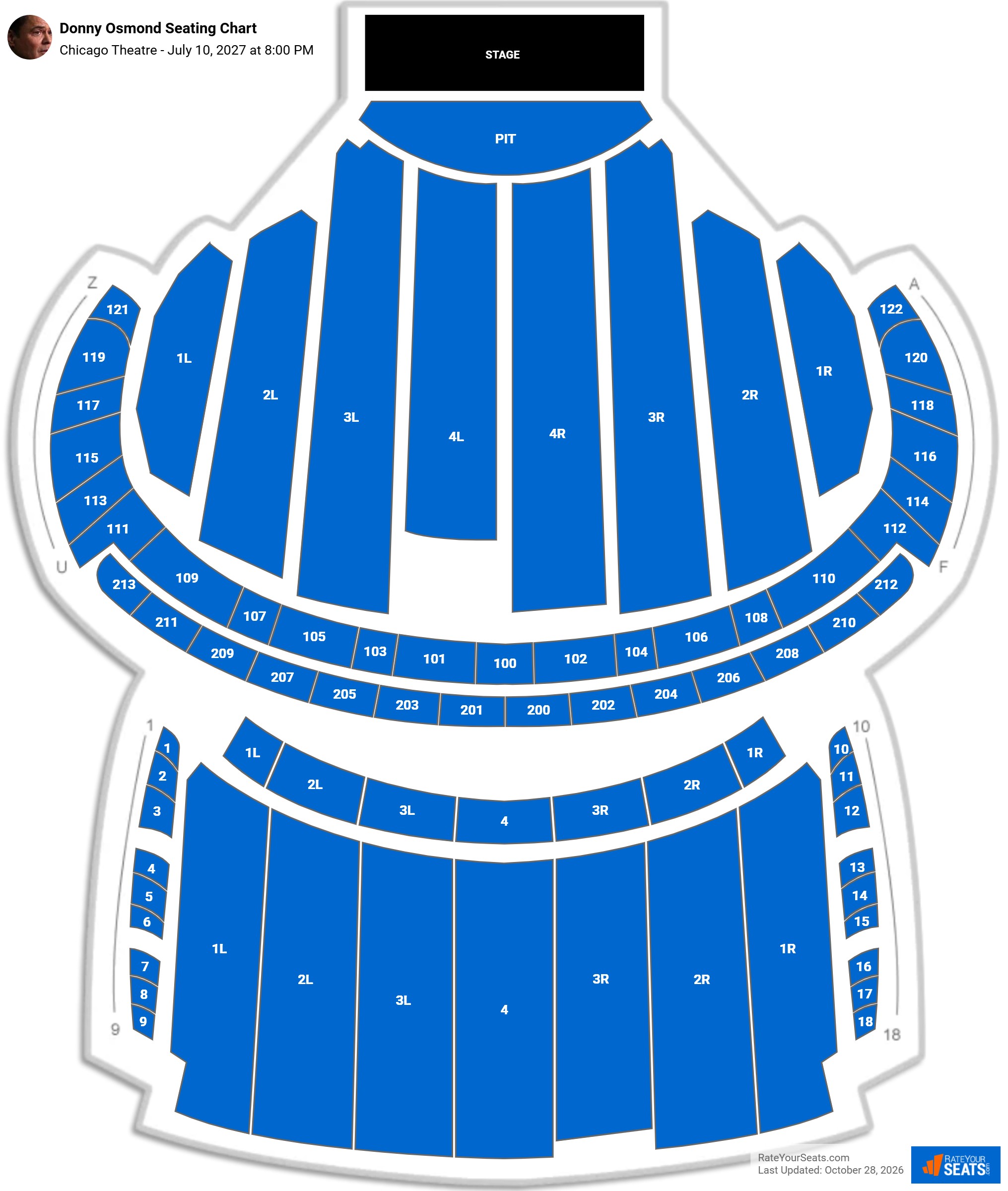 Donny Osmond Seating Chart at Chicago Theatre