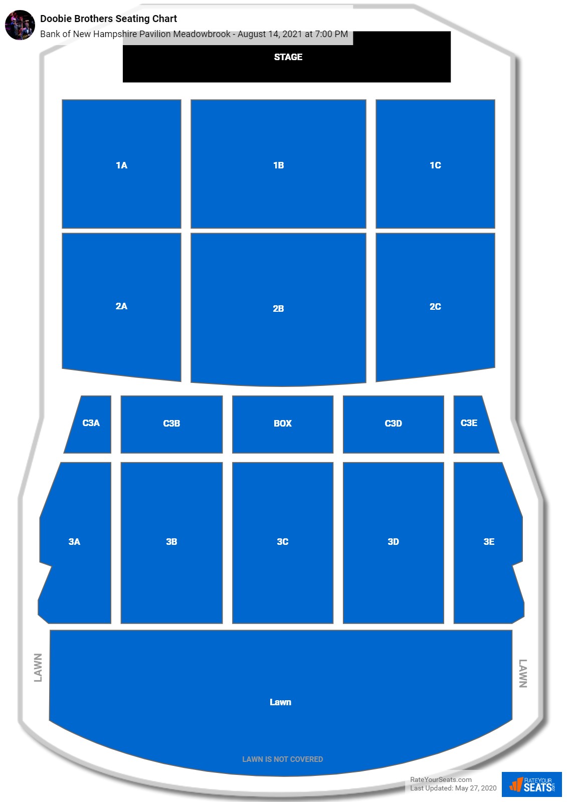 Doobie Brothers seating chart Bank of New Hampshire Pavilion Meadowbrook