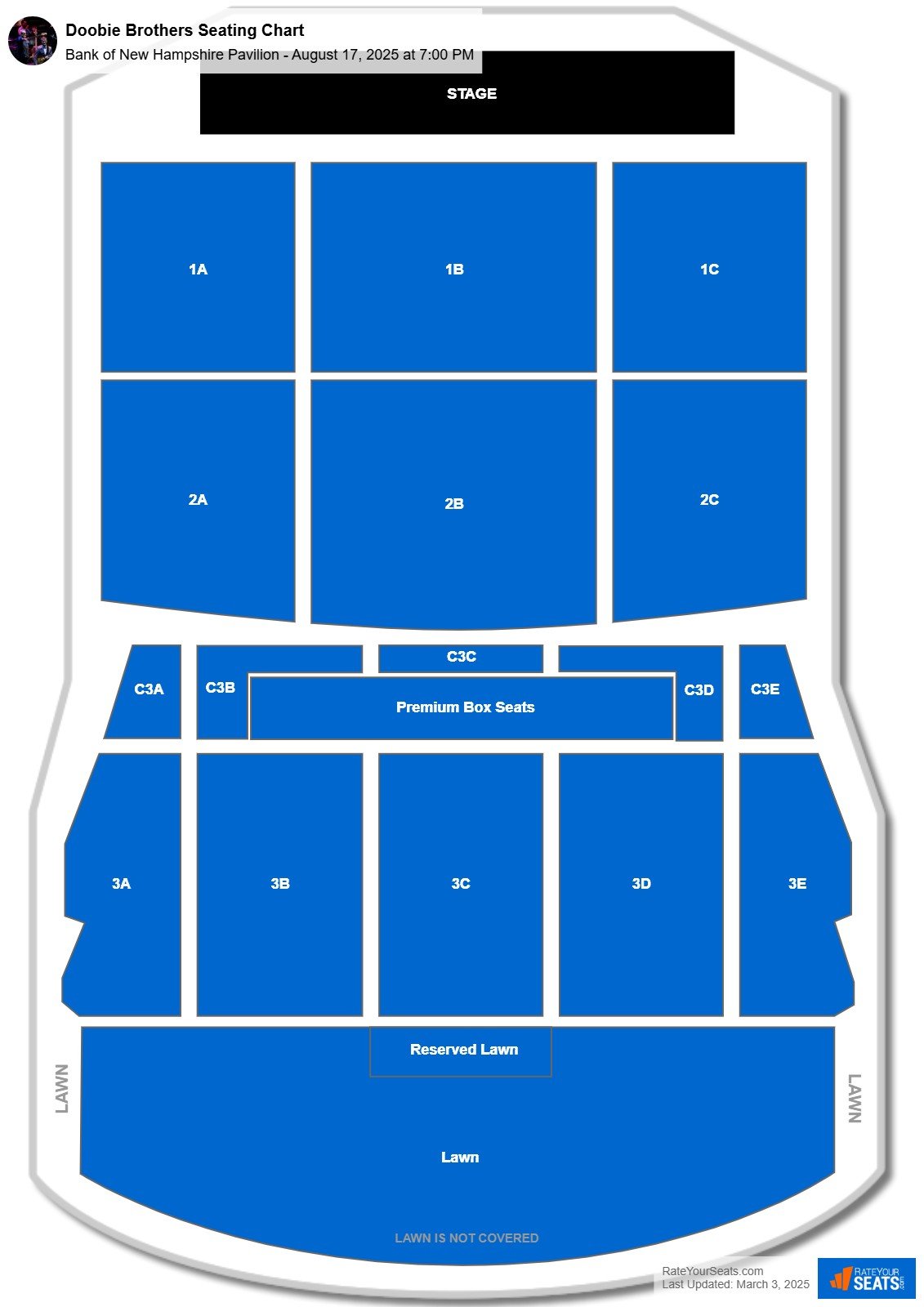 Doobie Brothers seating chart Bank of New Hampshire Pavilion