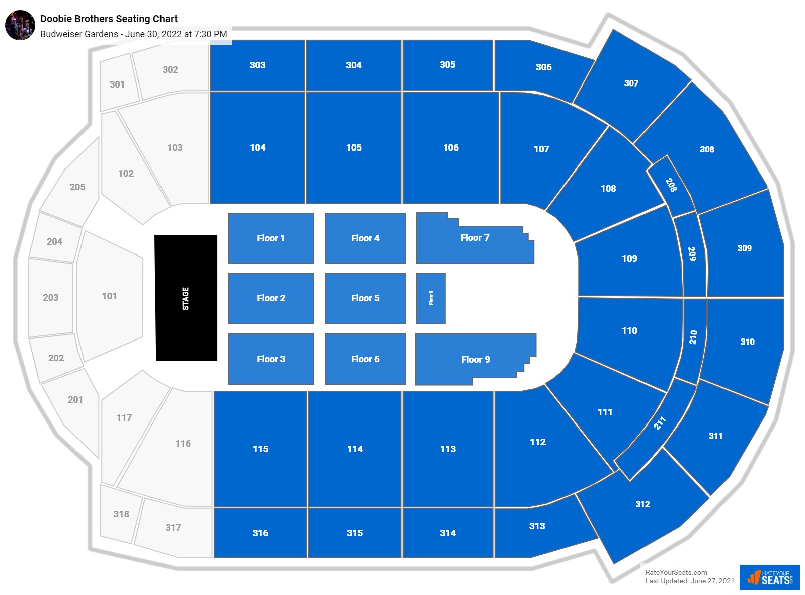 Doobie Brothers seating chart Budweiser Gardens