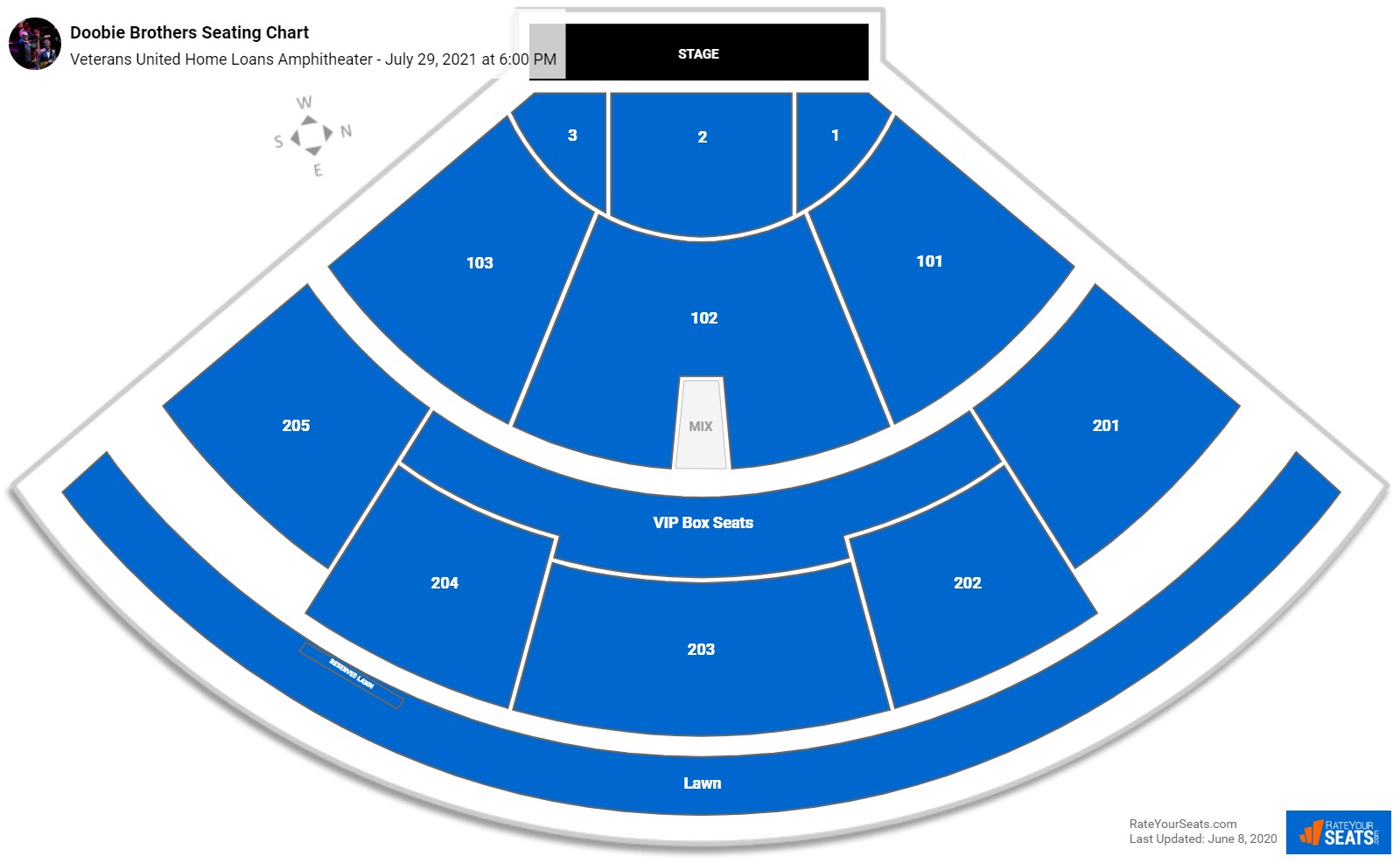 Doobie Brothers seating chart Veterans United Home Loans Amphitheater