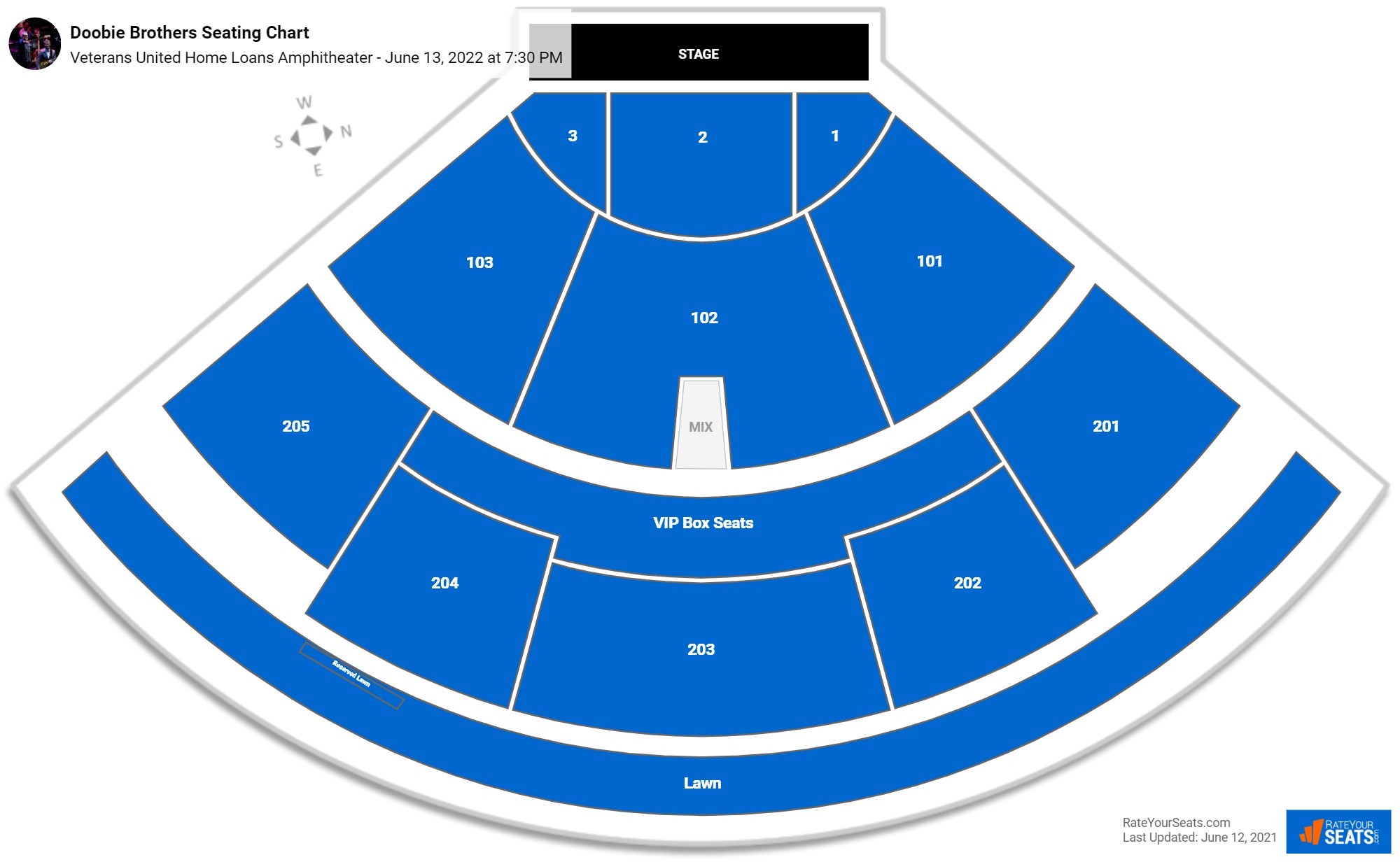 Doobie Brothers seating chart Veterans United Home Loans Amphitheater