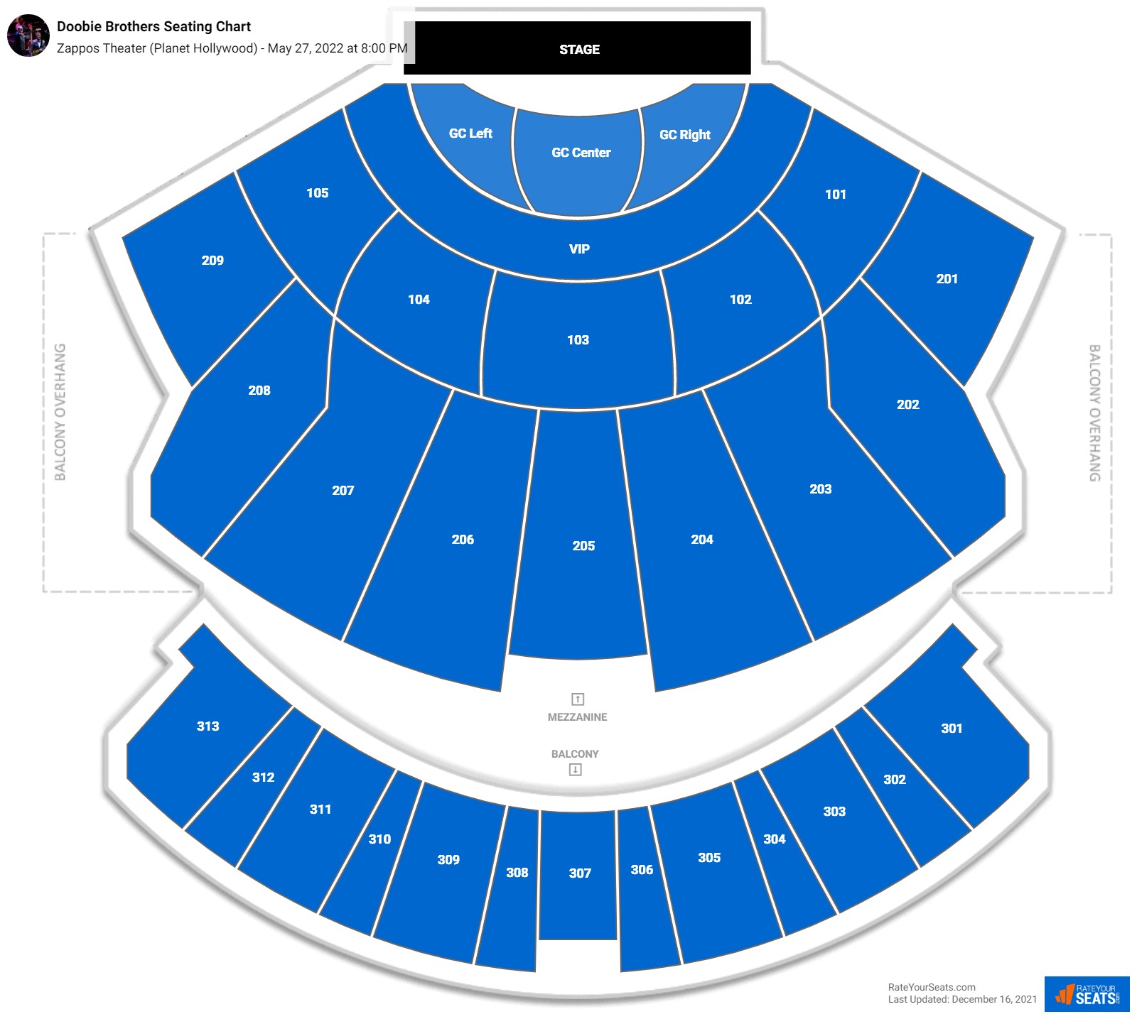 Doobie Brothers seating chart Zappos Theater (Planet Hollywood)