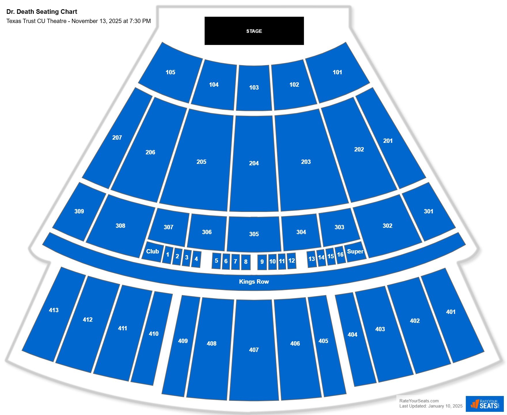 Dr. Death seating chart Texas Trust CU Theatre