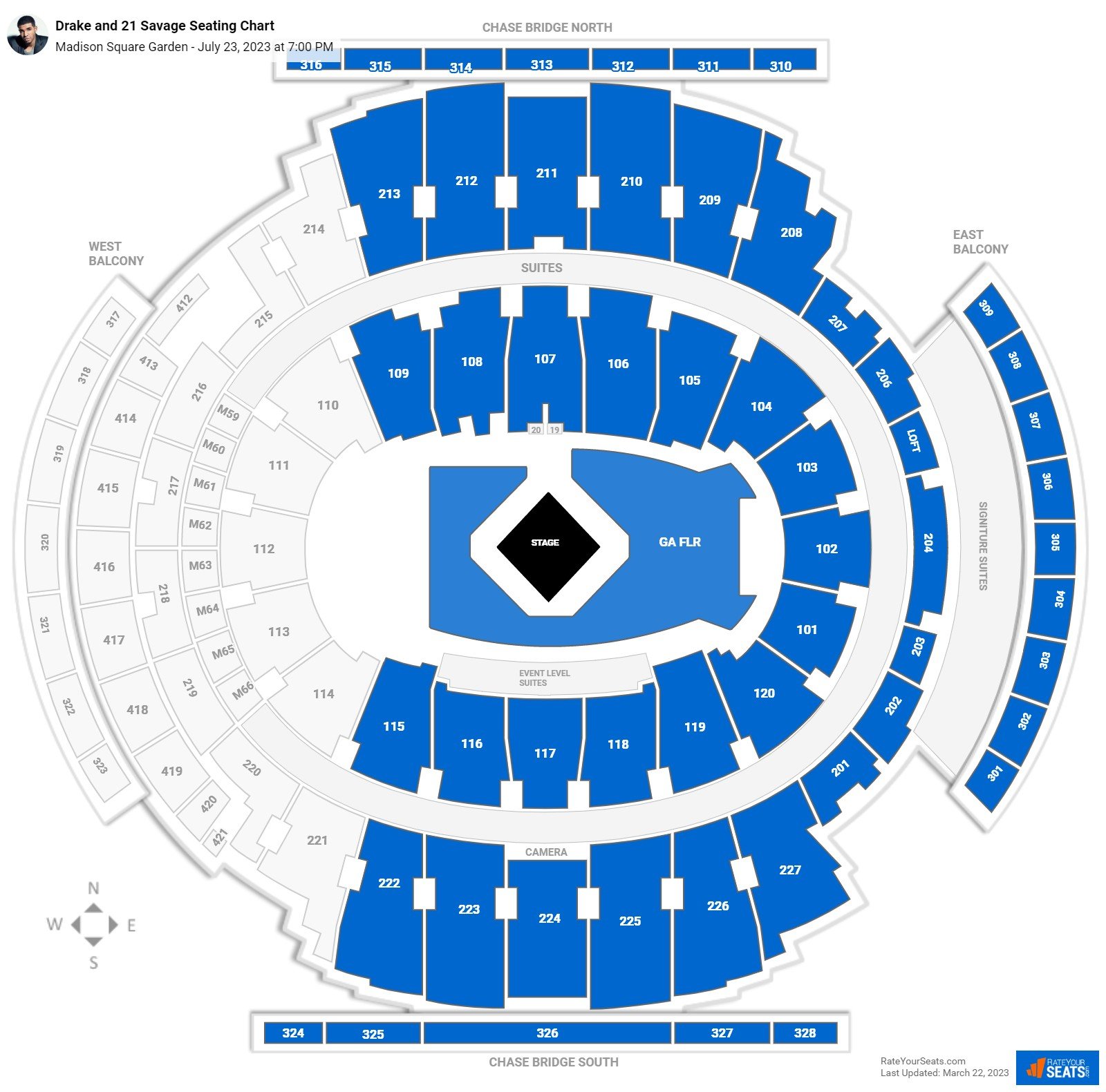 Drake and 21 Savage seating chart Madison Square Garden