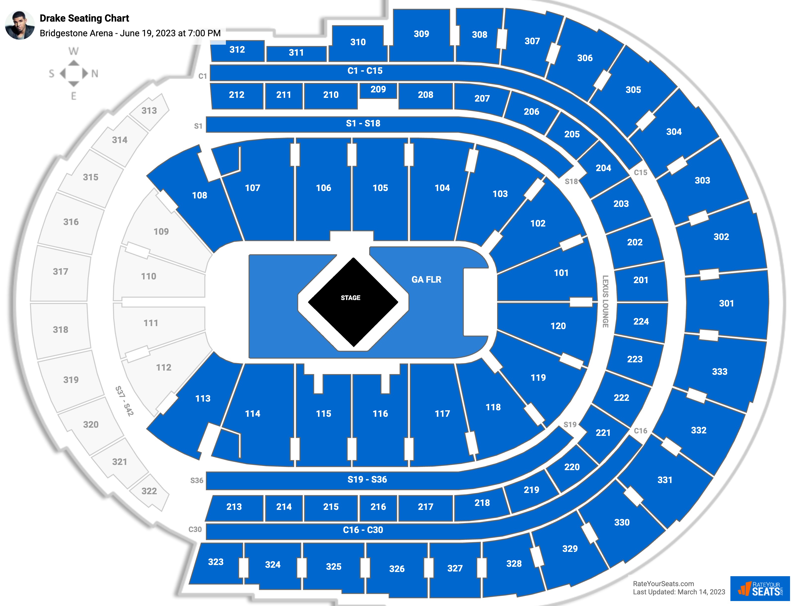 Drake and 21 Savage seating chart Bridgestone Arena
