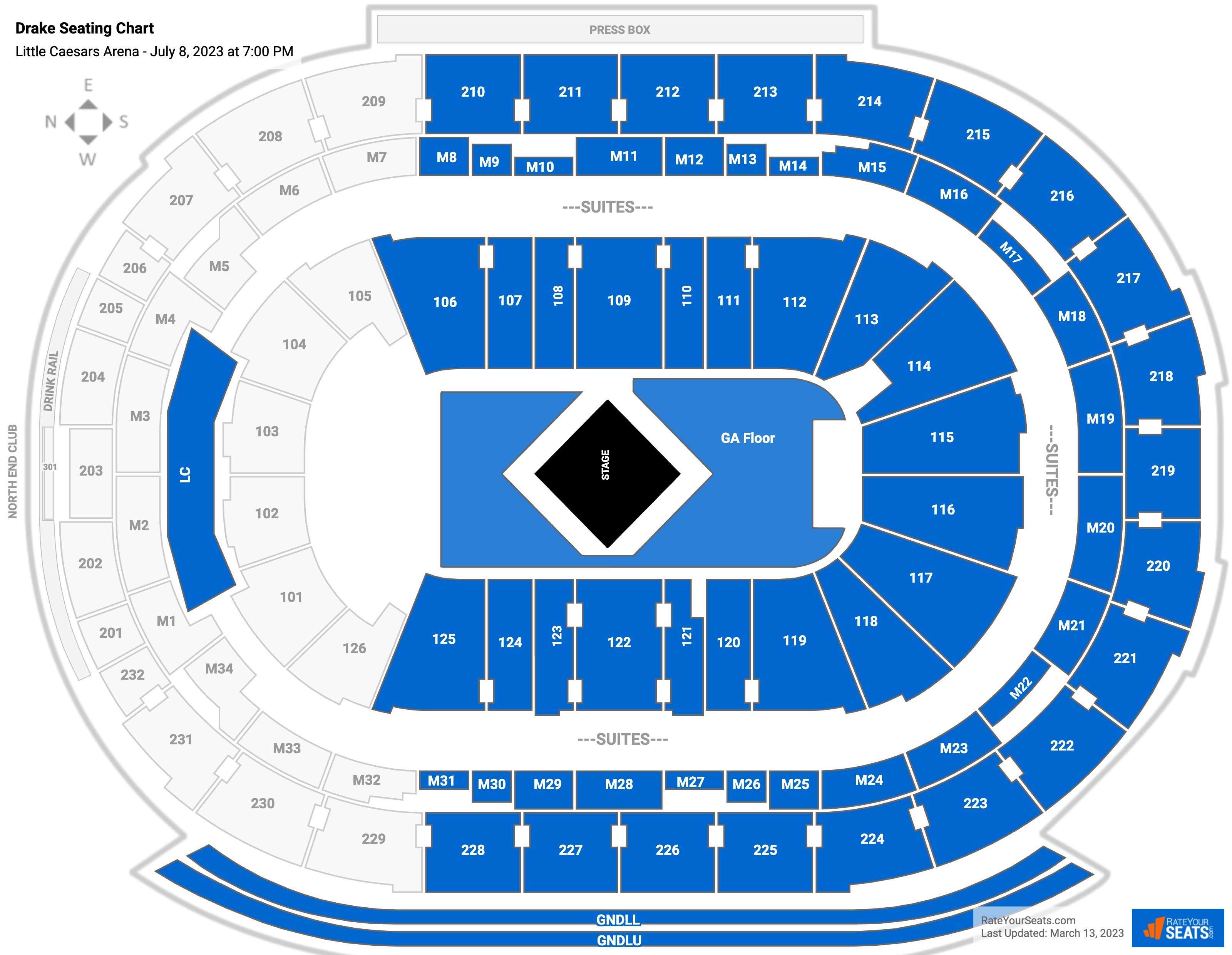 Drake and 21 Savage seating chart Little Caesars Arena