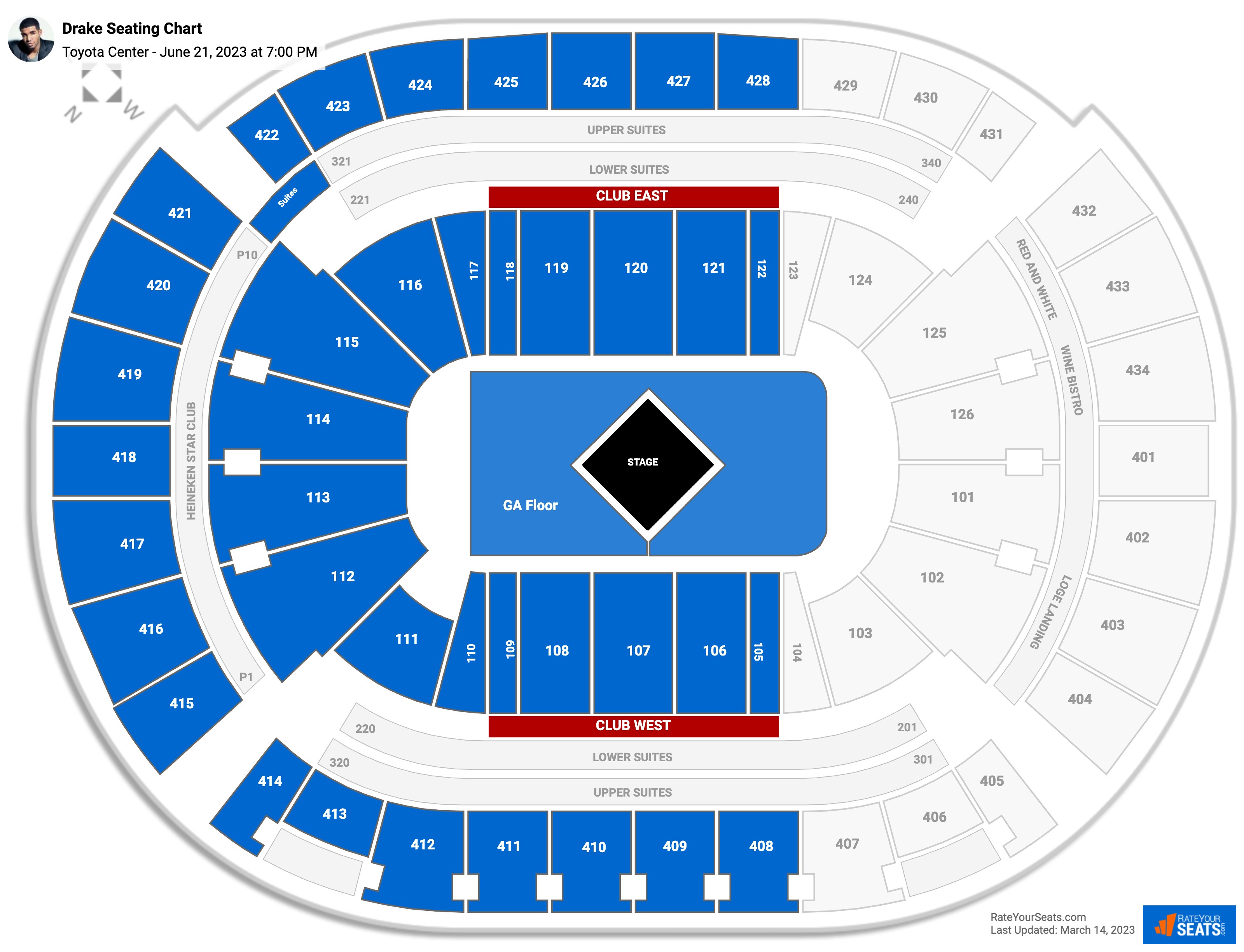 Drake and 21 Savage seating chart Toyota Center