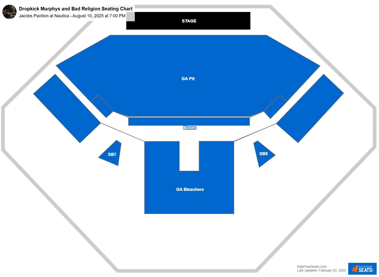 Dropkick Murphys and Bad Religion seating chart Jacobs Pavilion at Nautica