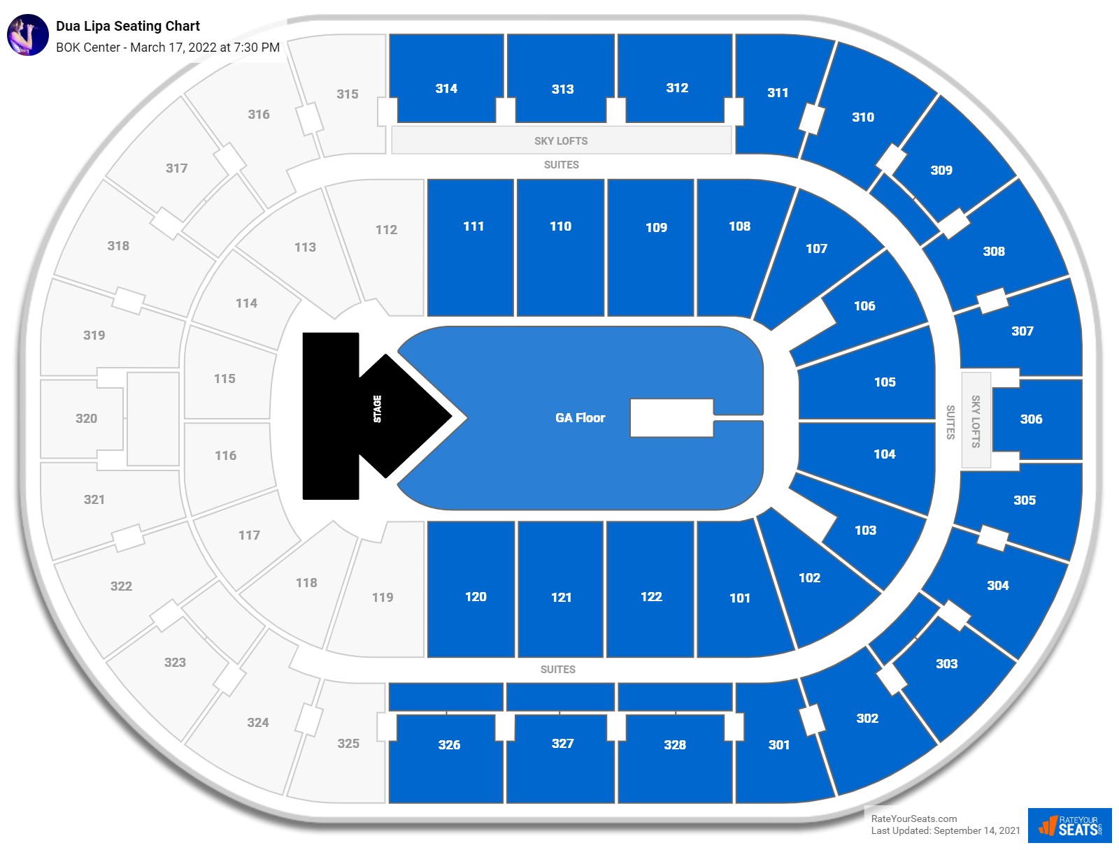 Dua Lipa Featuring - Megan Thee Stallion and Caroline Polachek seating chart BOK Center